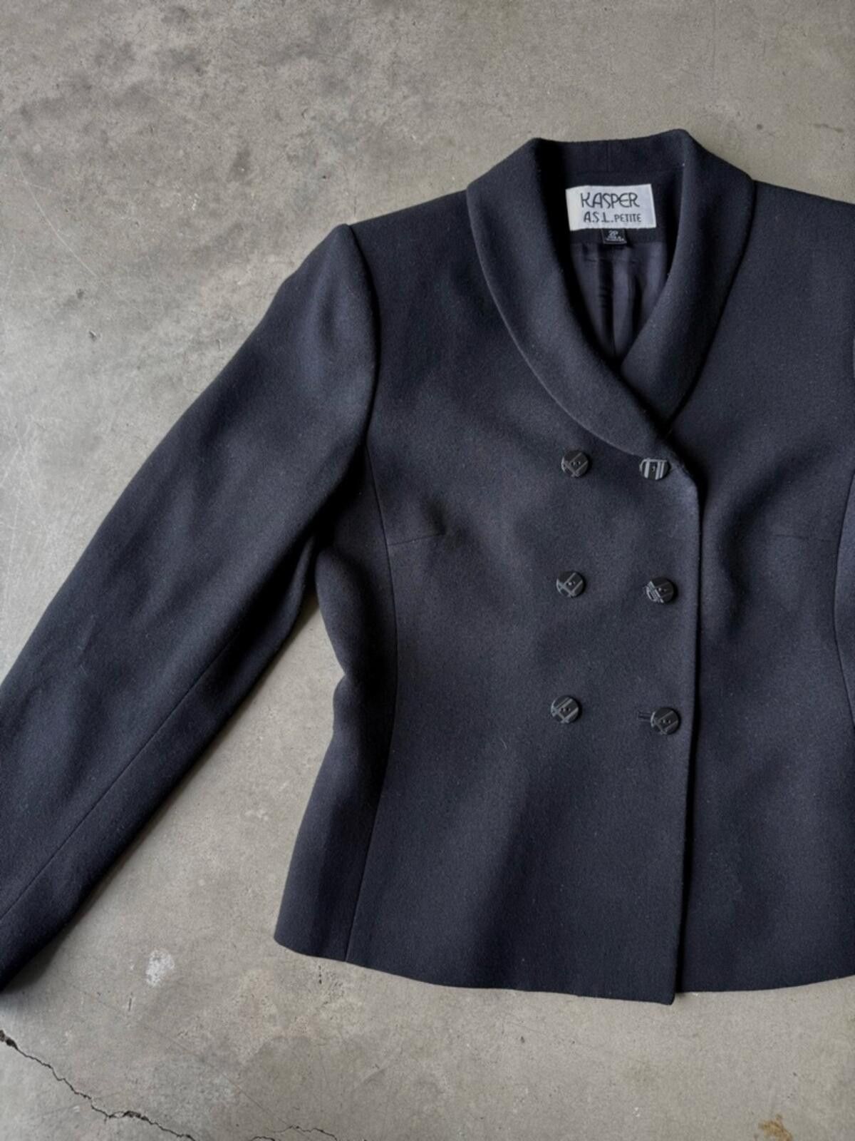 Other Kasper / Petite Cropped Vintage Blazer / Black Size XS / US 0-2 / IT 36-38 - 6 Thumbnail