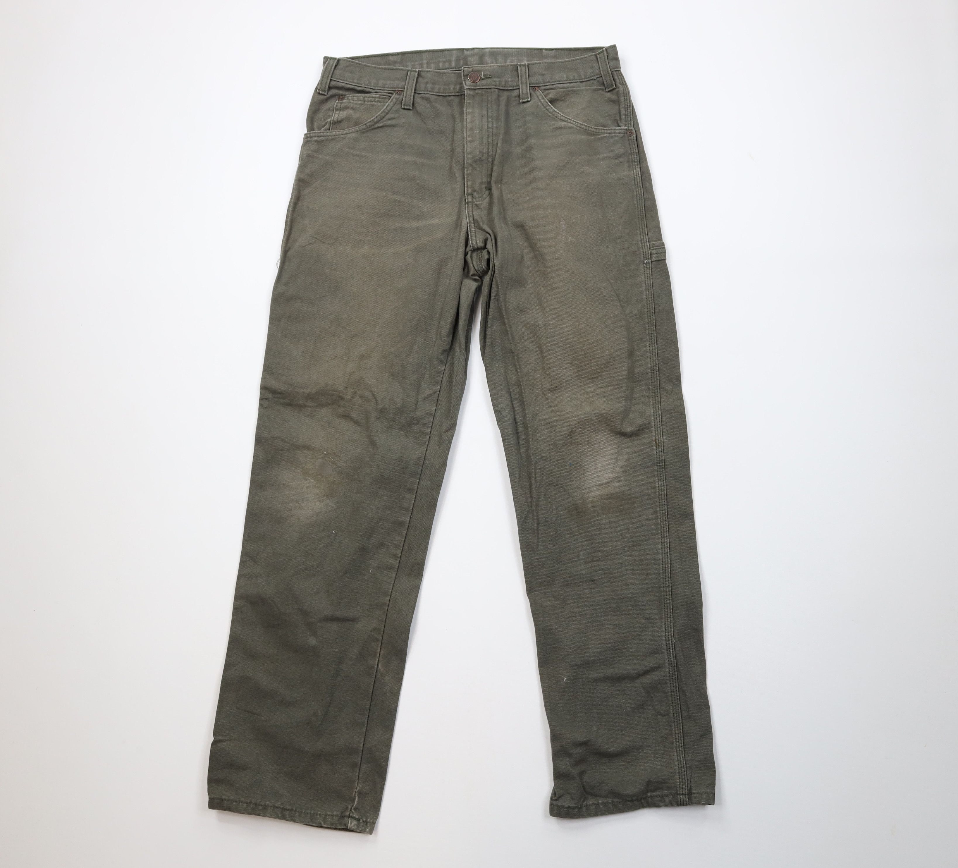 Dickies Vintage Y2K Dickies Canvas Dungaree Pants Workwear Green Size US 33 - 1 Thumbnail