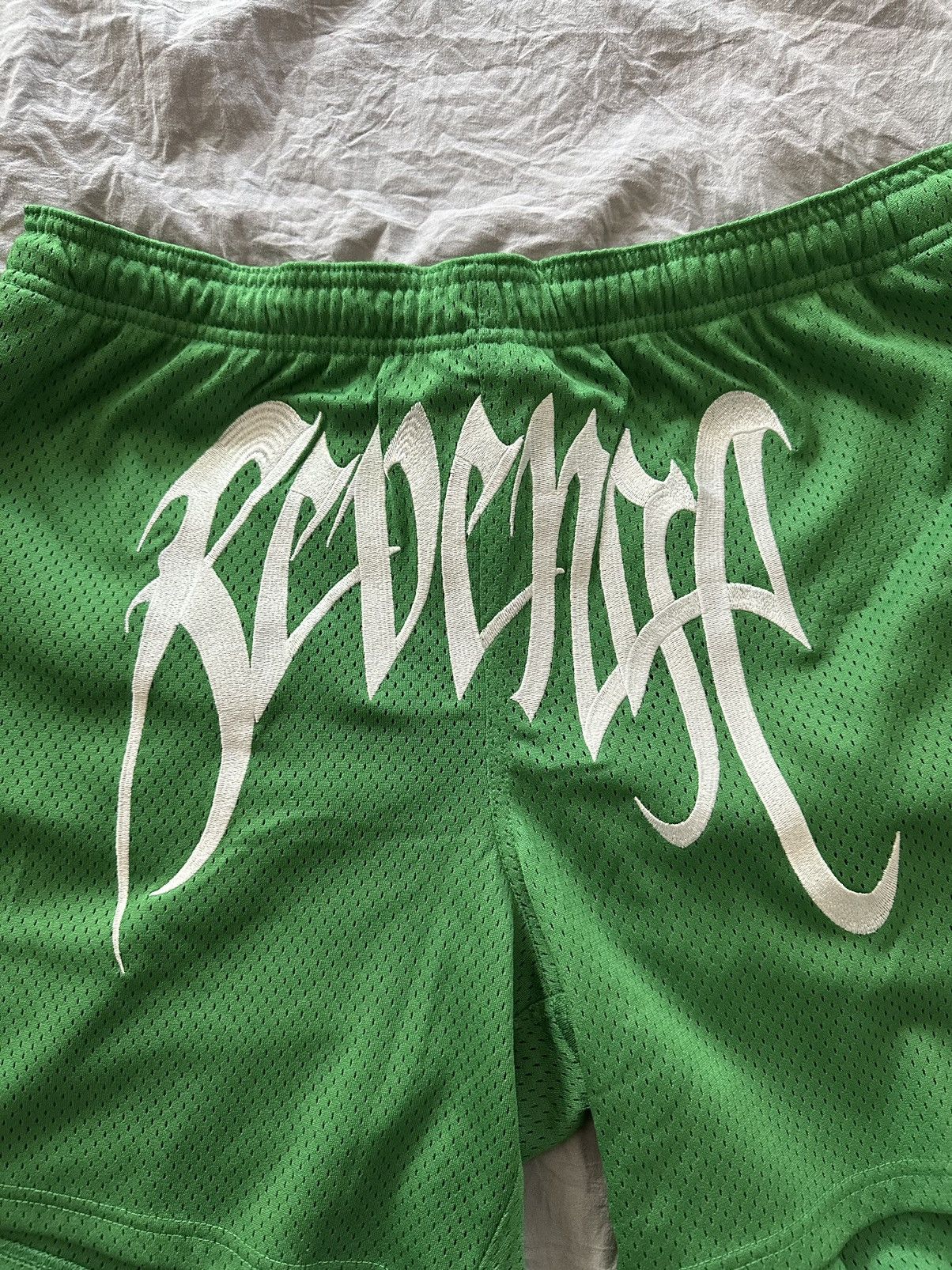 revenge-revenge-green-mesh-shorts-grailed