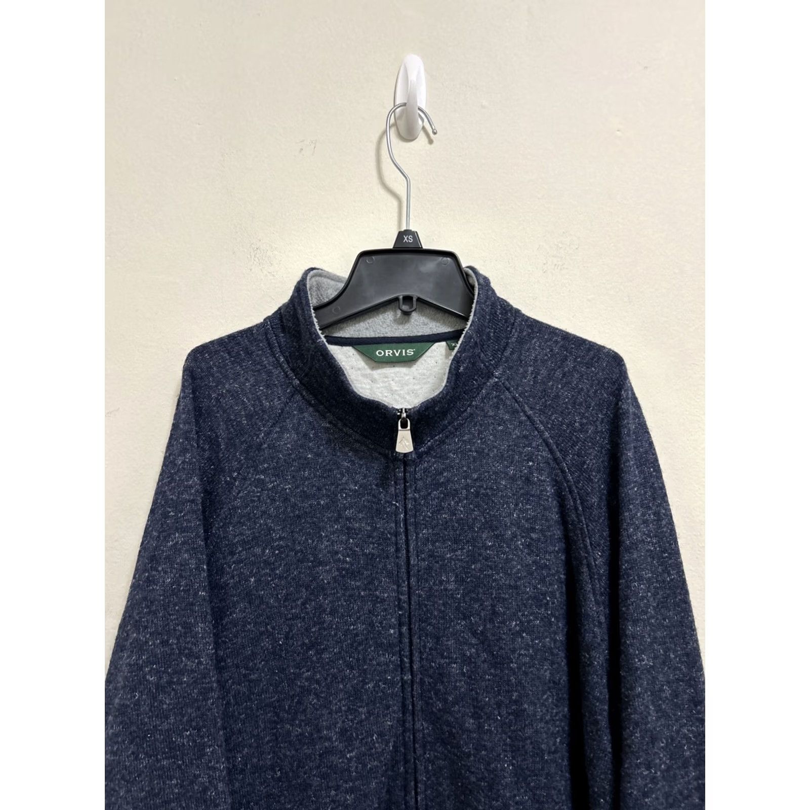 Orvis Orvis Sweater Mens XL Blue Full Zip Pockets Collared Knit Wool Linen Outerwear Walking Outdoor Bag Pockets YKK Regular Modern 100% Polyester Size US XL / EU 56 / 4 - 2 Thumbnail