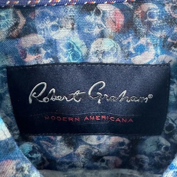 Robert Graham Robert Graham Elmont Skull Print Blue Short Sleeve Classic S Size US S / EU 44-46 / 1 - 2 Thumbnail