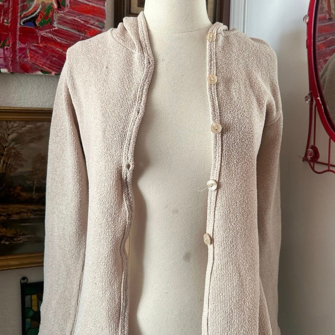 Other cien beige tan knit hooded cardigan long sleeve Size S / US 4 / IT 40 - 2 Thumbnail