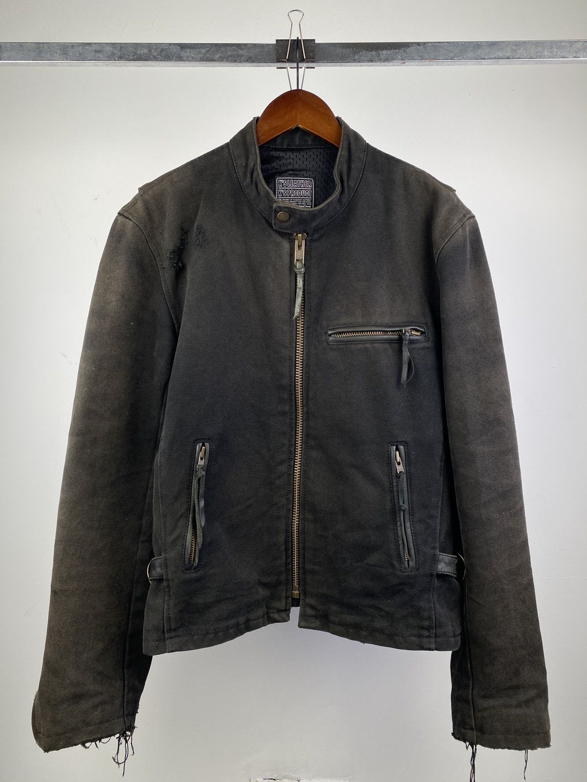 Kadoya Kadoya Sunfaded Distressed Cotton Biker Jacket Size US L / EU 52-54 / 3 - 1 Thumbnail