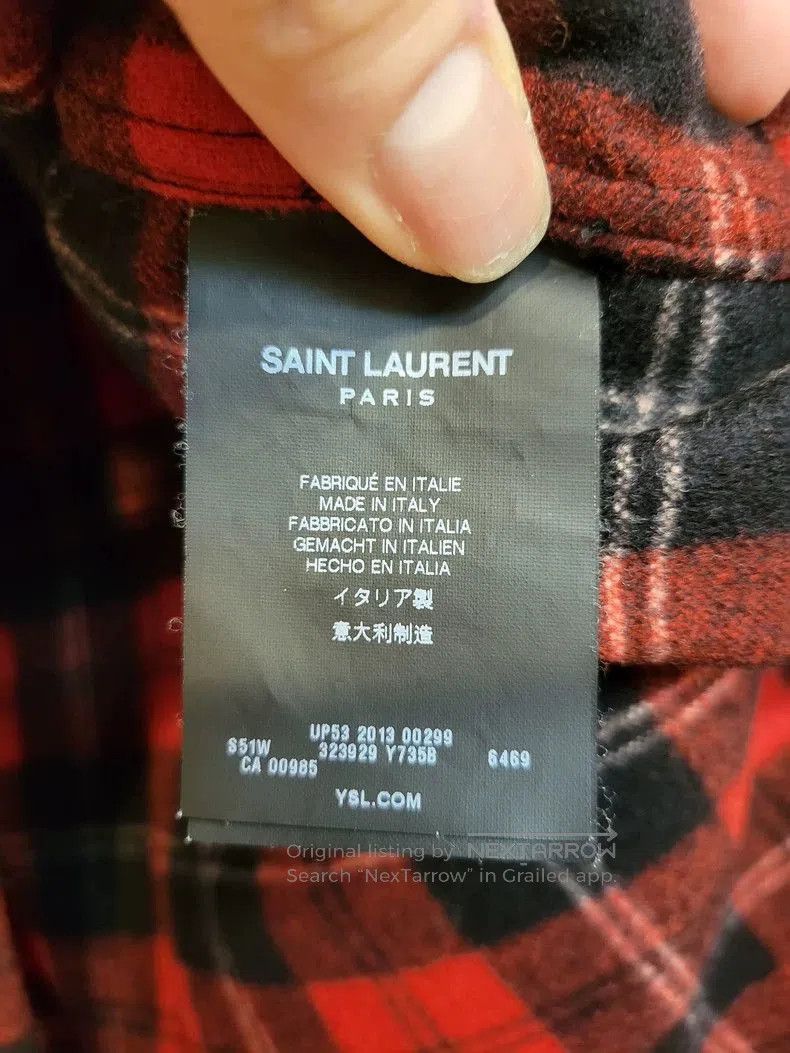 Saint Laurent Paris Saint Laurent Red Plaid Wool Shirt. Size US M / EU 48-50 / 2 - 3 Thumbnail