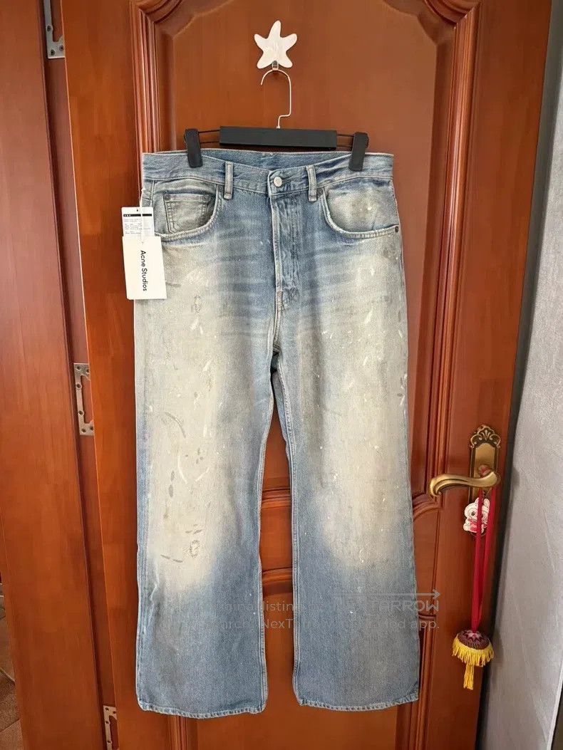Acne Studios Acne Studios Painted Wide Leg Jeans, Men's, Light Blue Size US 32 / EU 48 - 1 Thumbnail