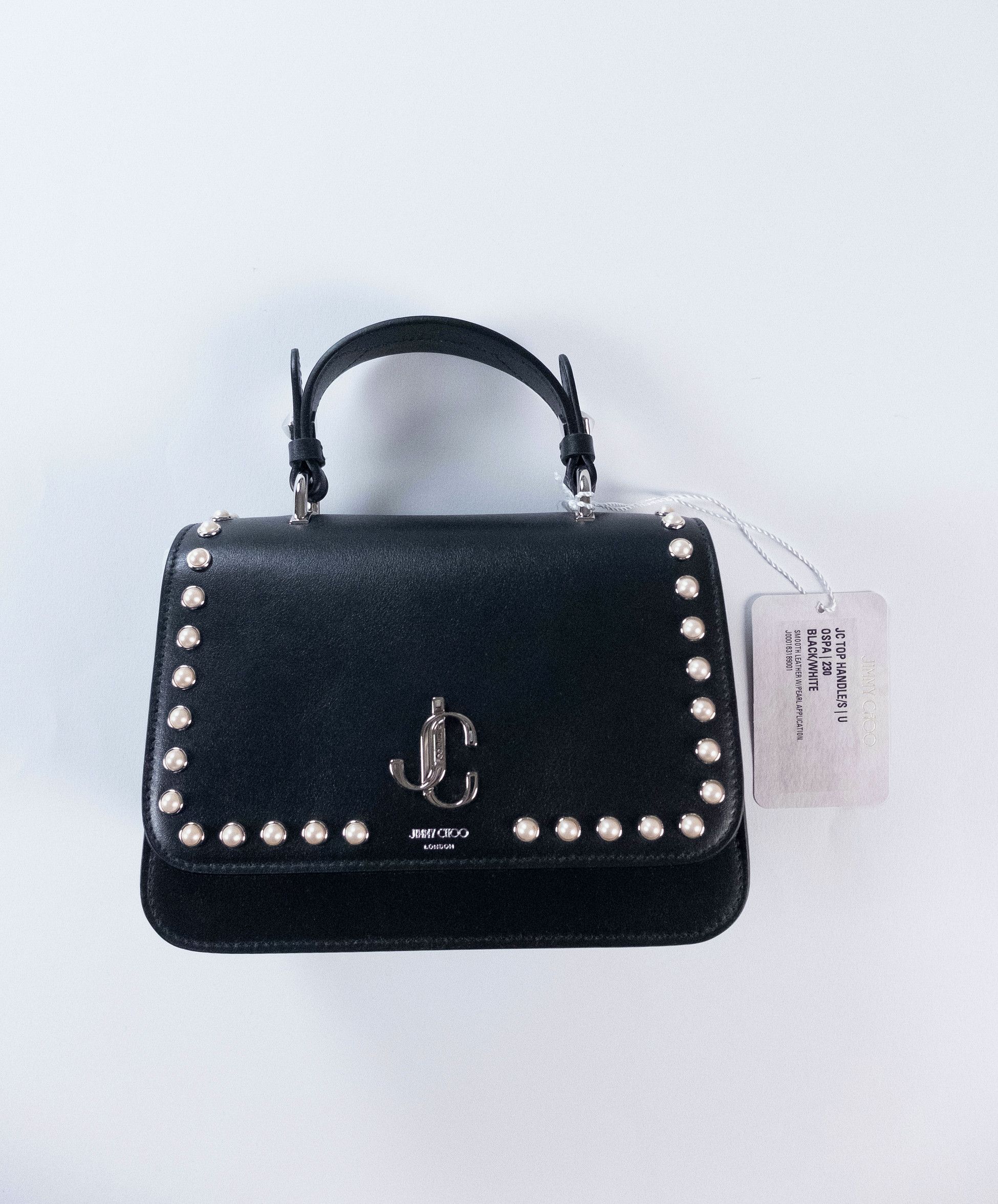 Jimmy Choo JIMMY CHOO JC Top Handle small black leather bag w pearls Size ONE SIZE - 1 Thumbnail