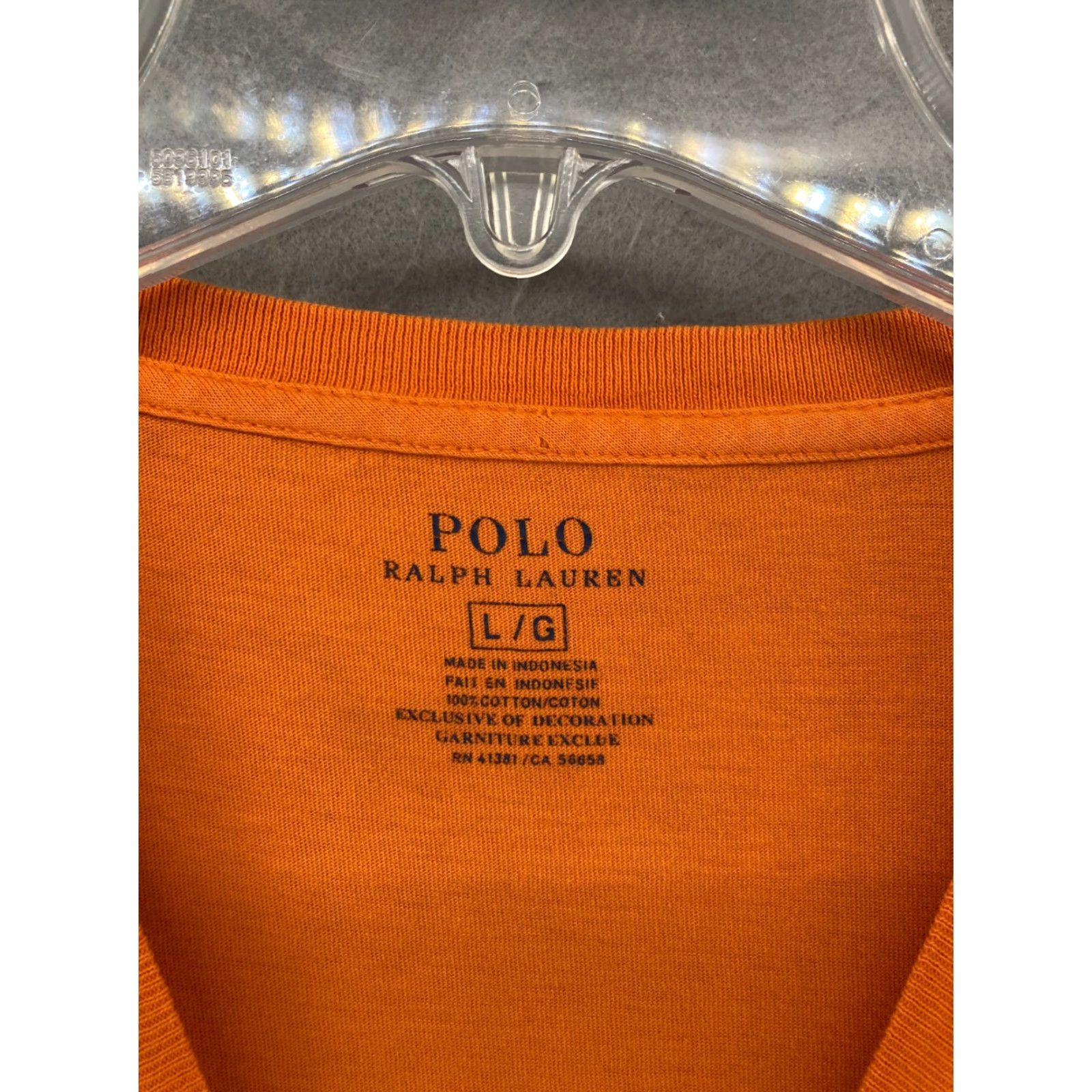 Polo Ralph Lauren Polo Ralph Lauren Men's T-Shirt Large Orange Solid Crew Neck Regular Fit Size US L / EU 52-54 / 3 - 5 Thumbnail