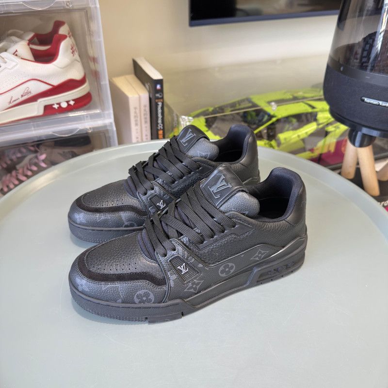 Louis Vuitton Louis Vuitton Monogram Canvas Trainer Sneakers Black 0079 Size US 8 / EU 41 - 1 Thumbnail