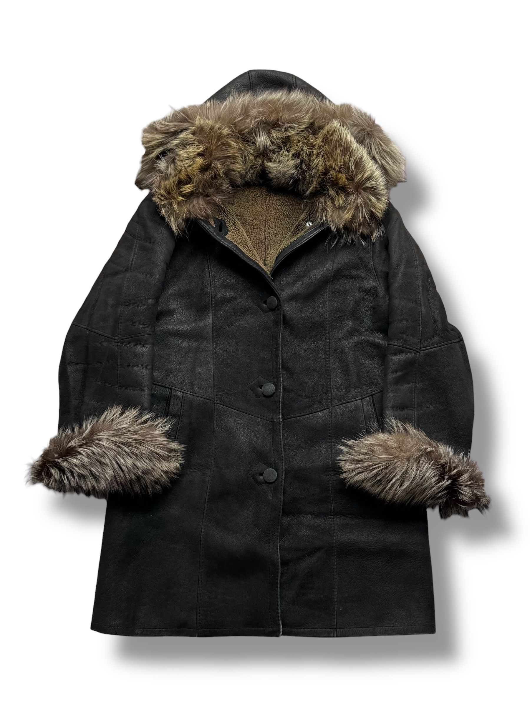 Vintage 90's Real Sheepskin Coat(V257) Size L / US 10 / IT 46 - 1 Thumbnail
