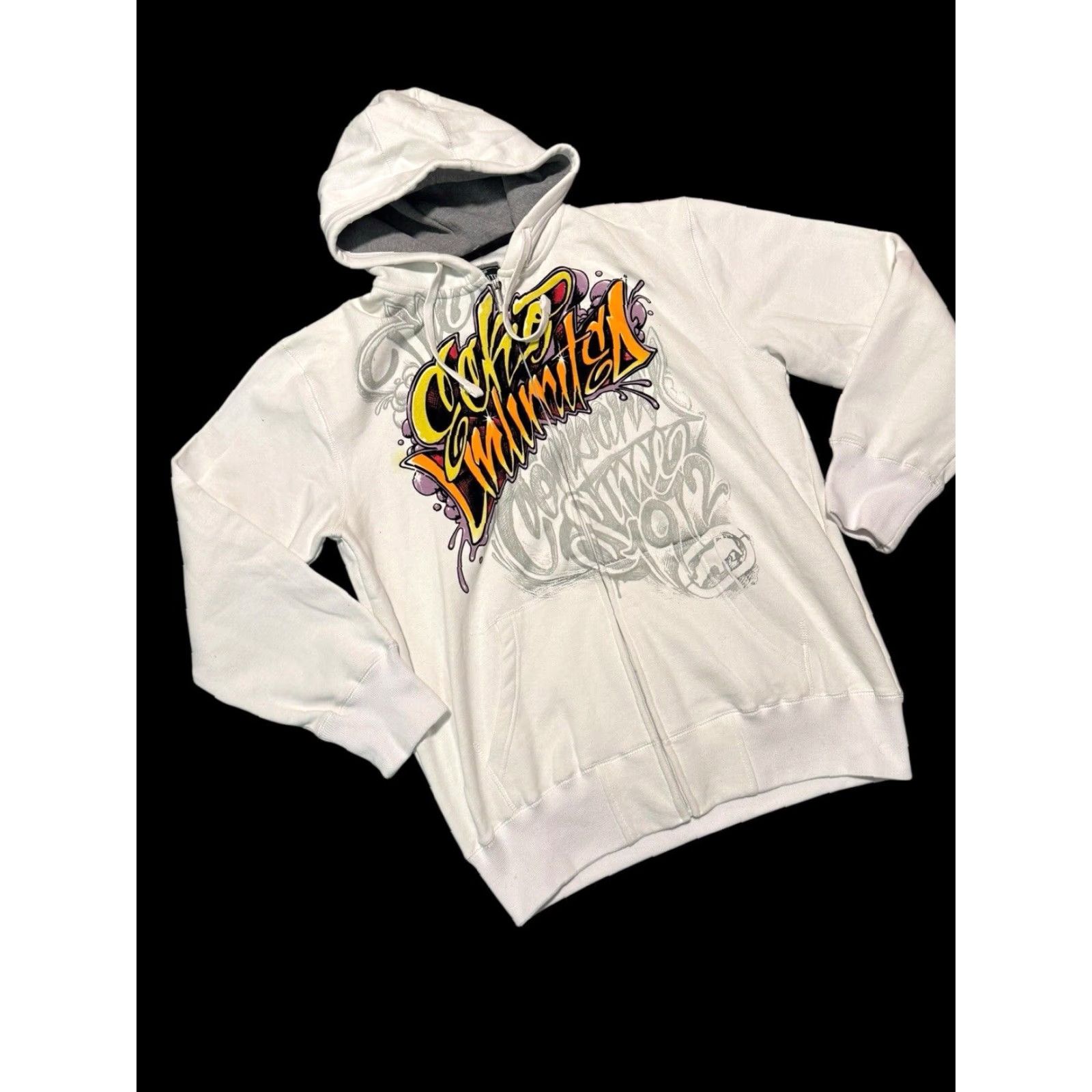 Ecko Unltd. VINTAGE Ecko Unltd Hoodie Mens Large White Graffiti Sweatshirt Grunge Y2K Skater Size US L / EU 52-54 / 3 - 3 Thumbnail