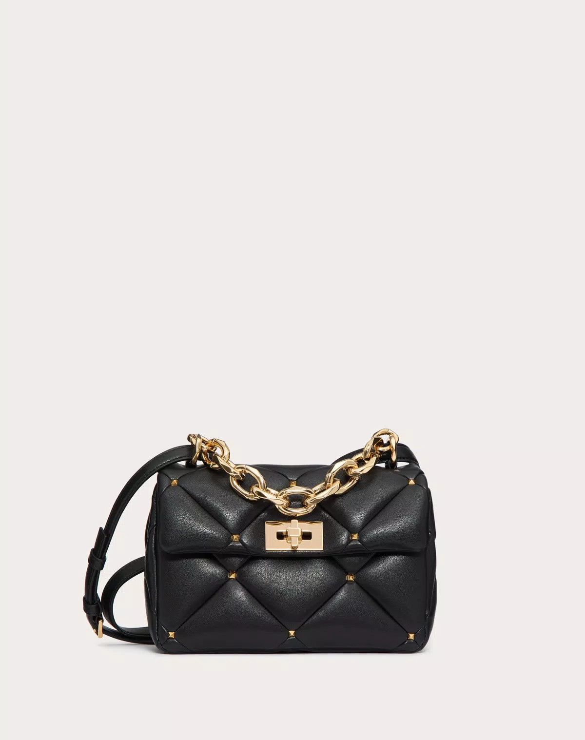 Valentino oc11z0725 Size:OS/Roman Stud Bag In Nappa Patchwork in Black Size ONE SIZE - 1 Thumbnail