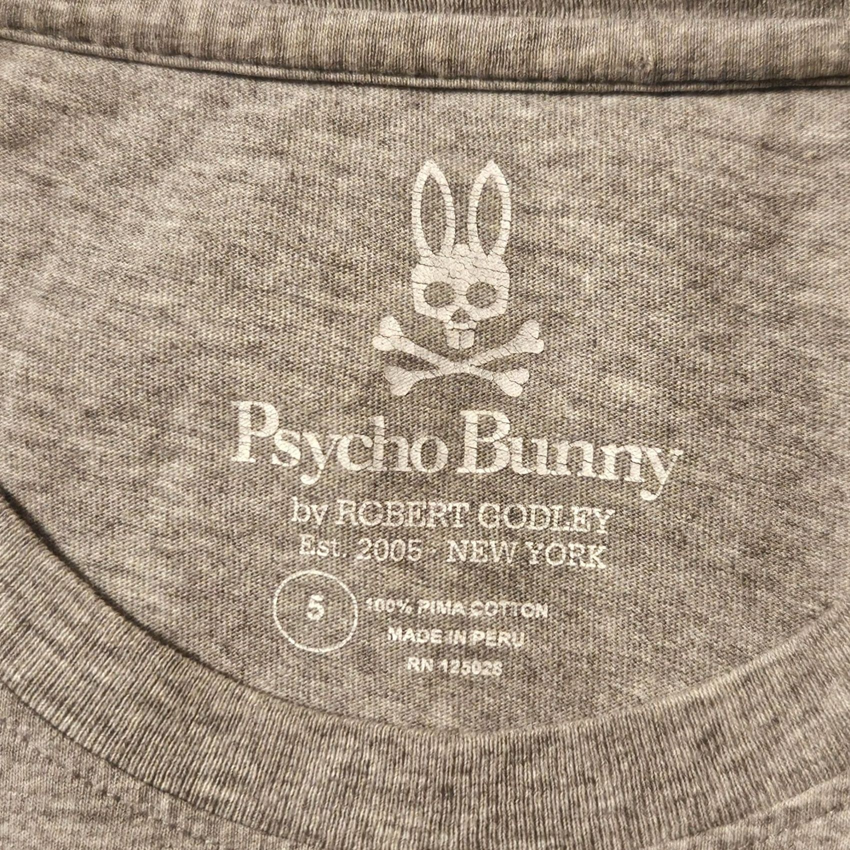 Psycho Bunny Psycho Bunny Graphic Tee Mens Size 5 Heather Grey Pima Cotton Tattoo Skull Bunny Size US S / EU 44-46 / 1 - 3 Thumbnail