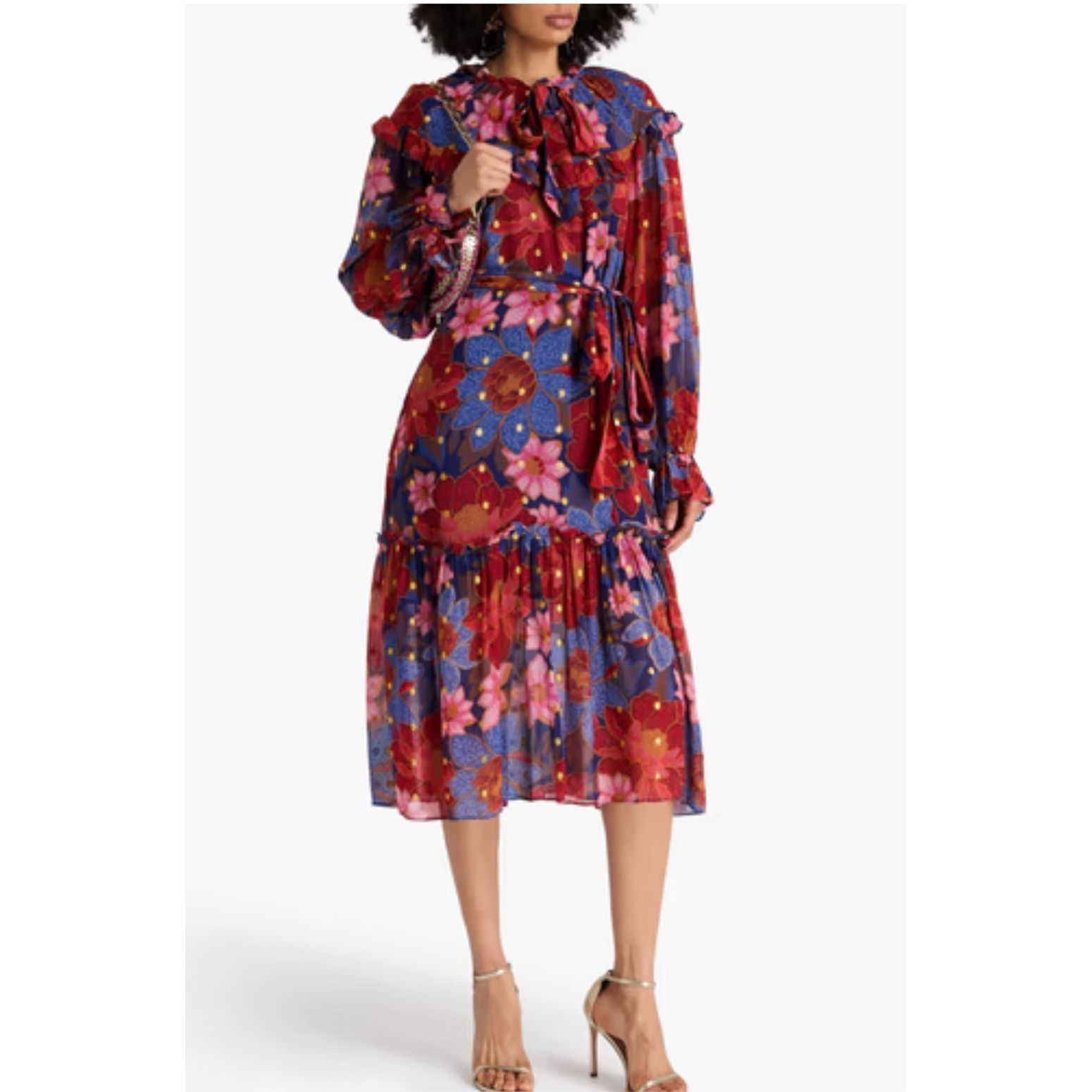 Farm Rio Ornament Floral Viscose Midi Dress | Grailed