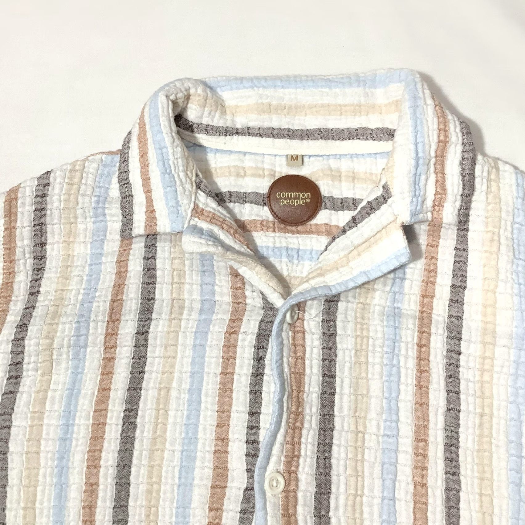 Vintage Common People Shirt Mens M Striped Short Sleeve Button Front Camp Collar Size US M / EU 48-50 / 2 - 2 Thumbnail