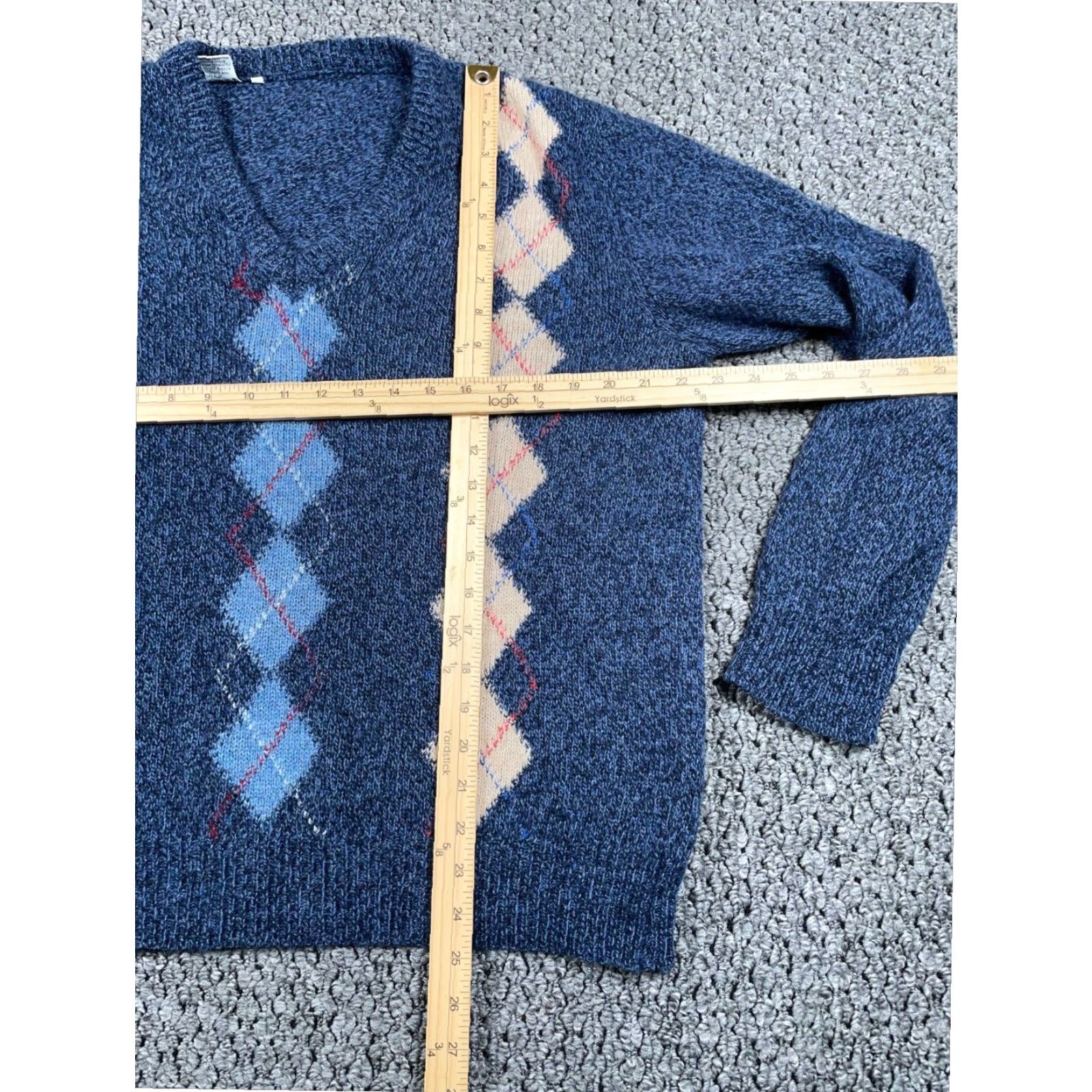 Vintage VINTAGE Argyle Pattern Wool Blend Sweater Mens Adult Large Blue Lightweight Preppy 90s Size US L / EU 52-54 / 3 - 5 Thumbnail
