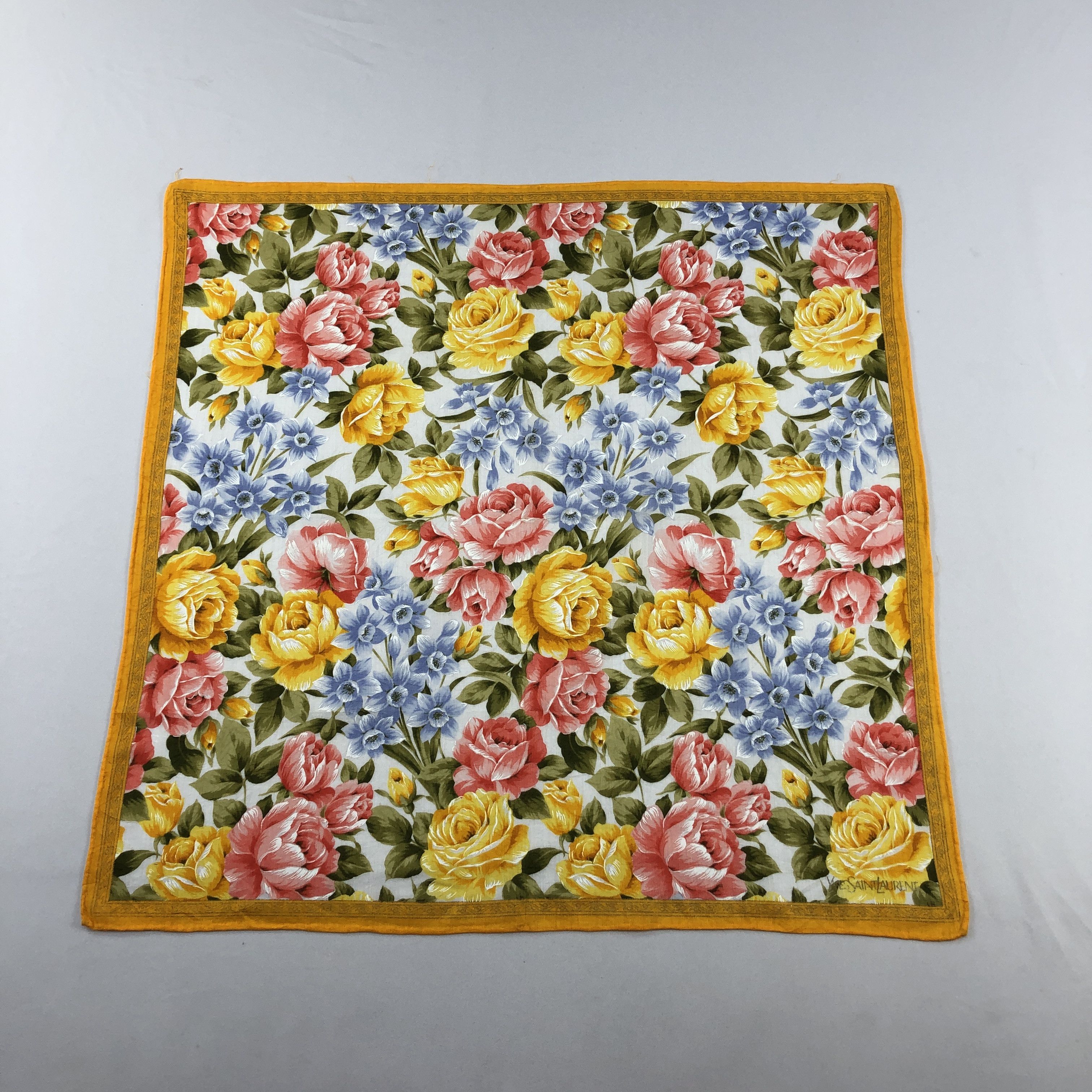Yves Saint Laurent YSL Floral Handkerchief Neckerchief Bandana H3074 Size ONE SIZE - 1 Thumbnail