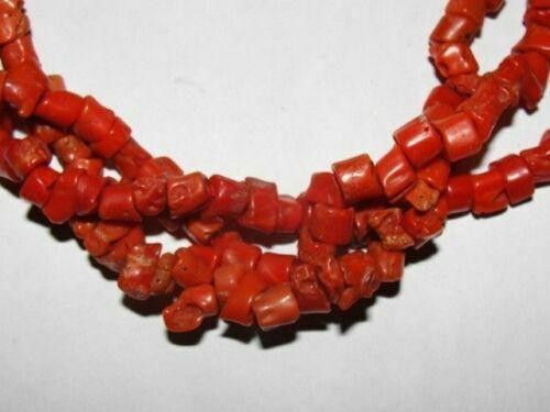 Triple Strand Mediterranean Red Coral Bead Necklace