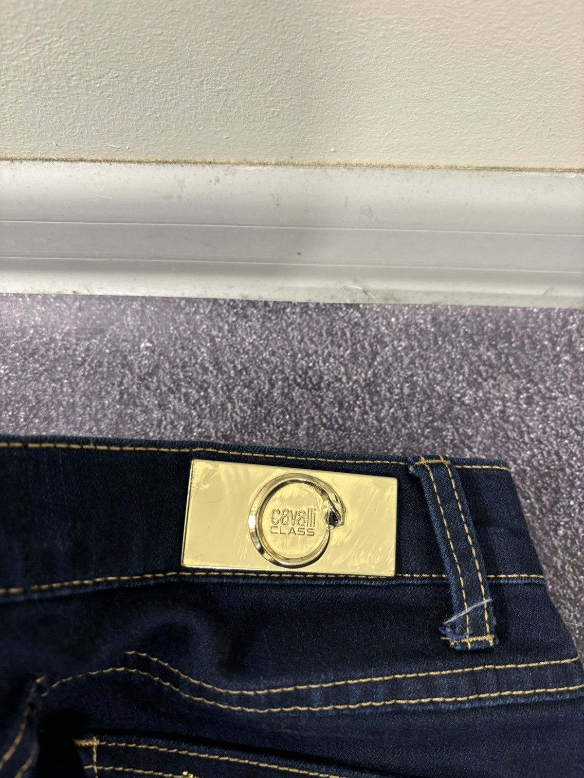 Cavalli Class Roberto Cavalli Class Women’s Rhinestones Navy Denim Jeans Size 26" / US 2 / IT 38 - 6 Thumbnail