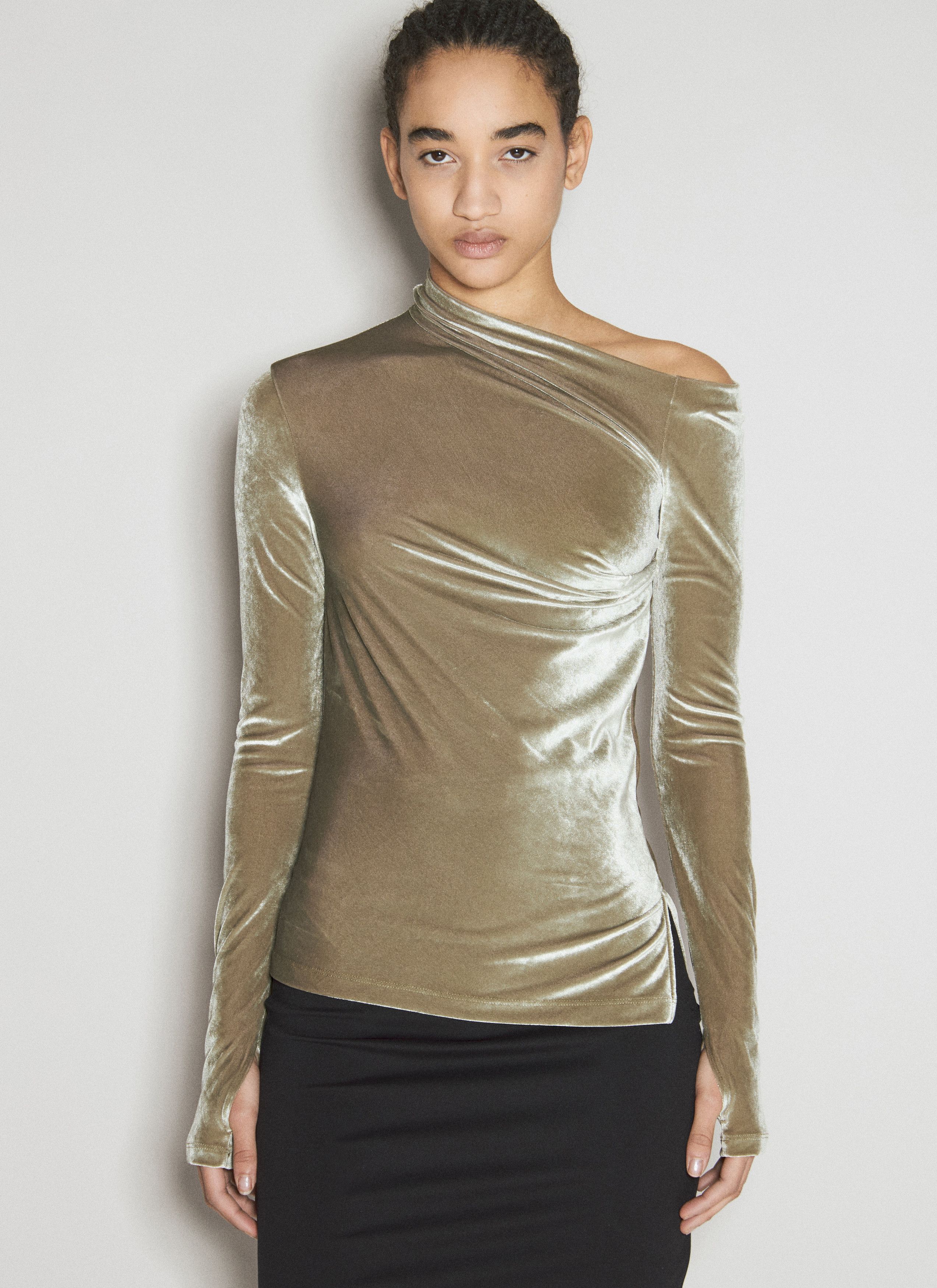 Helmut Lang Helmut Lang Velvet Asymmetrical Top Size L / US 10 / IT 46 - 1 Thumbnail
