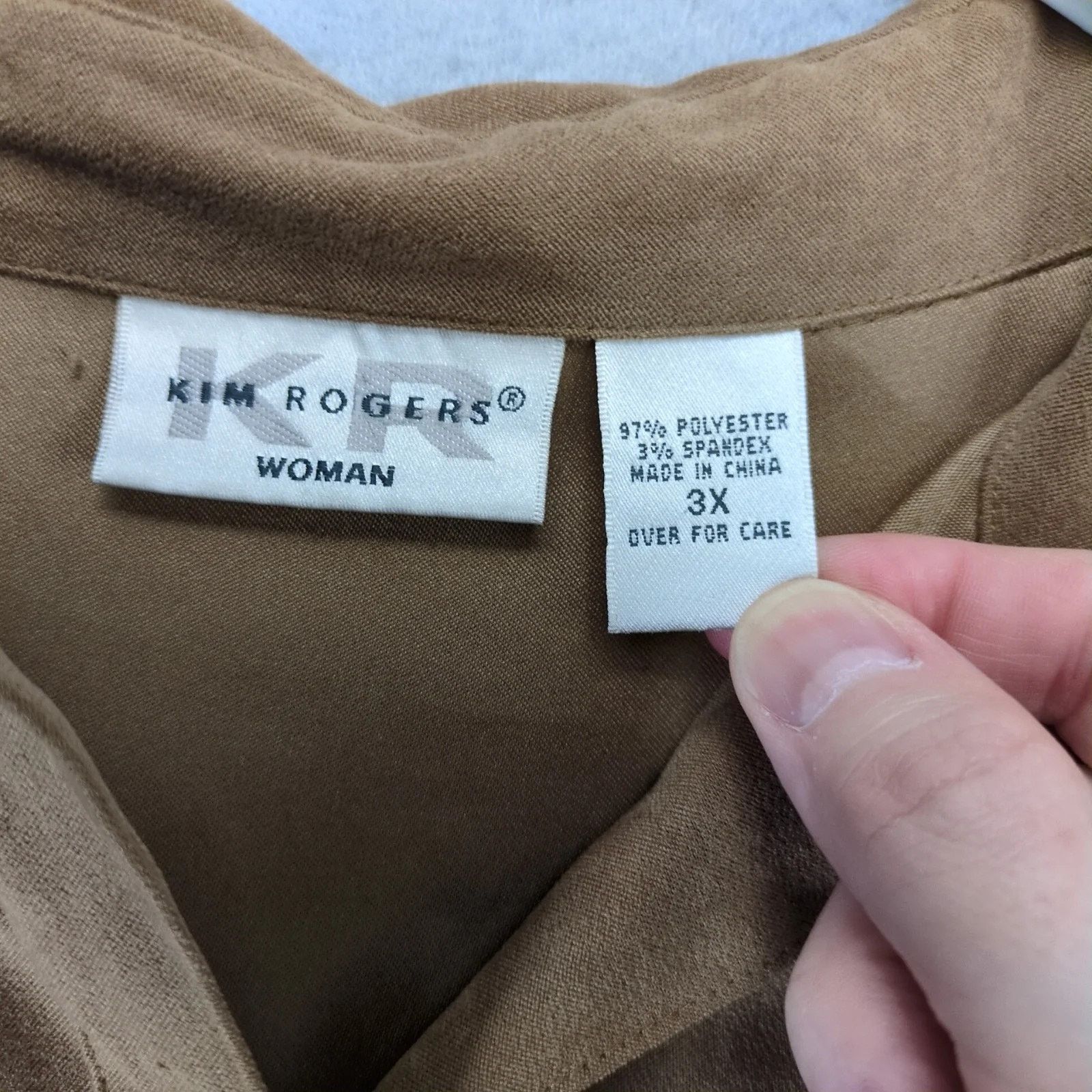 Other Kim Rogers Brown Microsuede Button Up Shirt Women's Plus 3X Size 3XL / US 20-22 - 3 Thumbnail