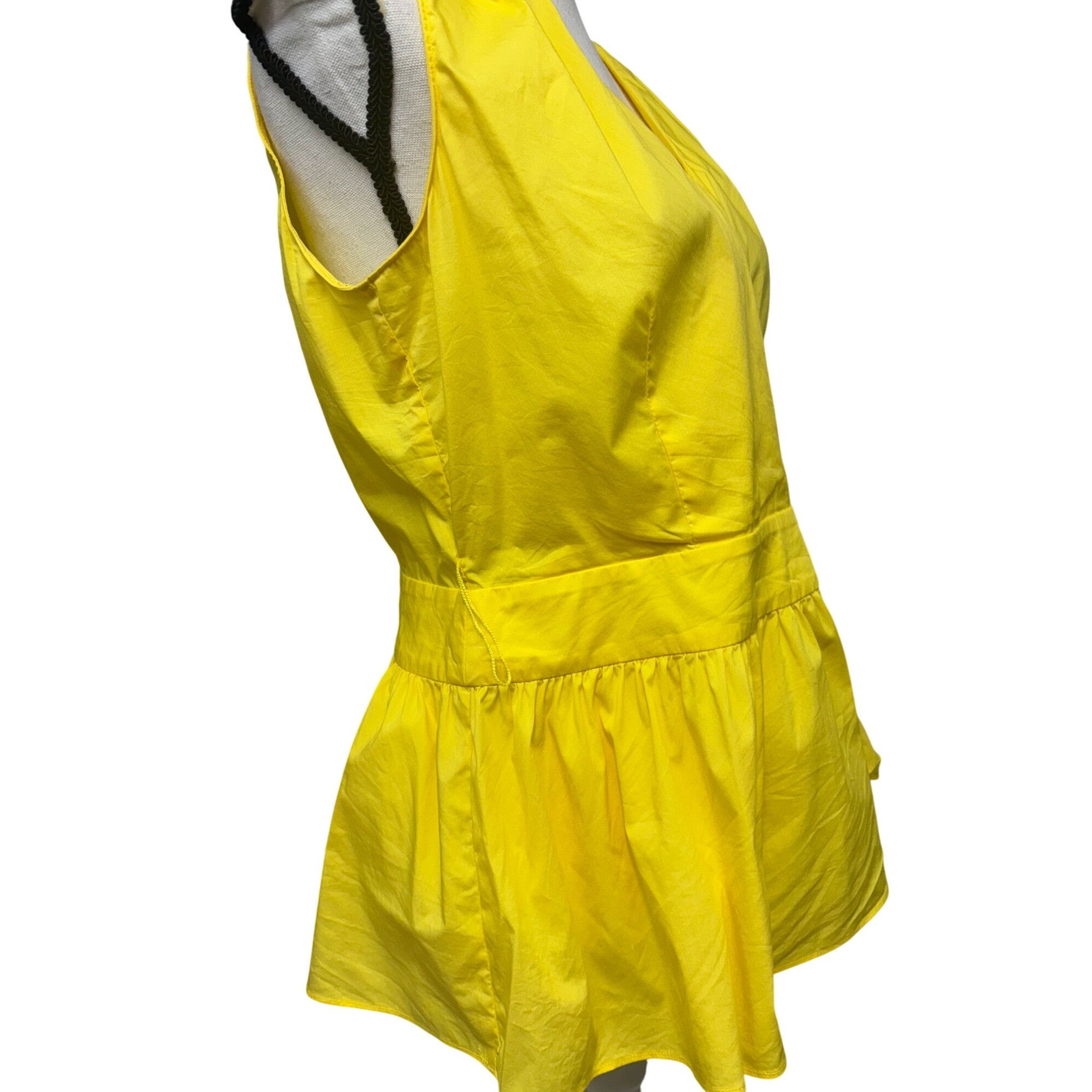 1901 1901 Surplice Wrap Peplum Sleeveless Blouse in Yellow, Sz. Size XL / US 12-14 / IT 48-50 - 12 Thumbnail
