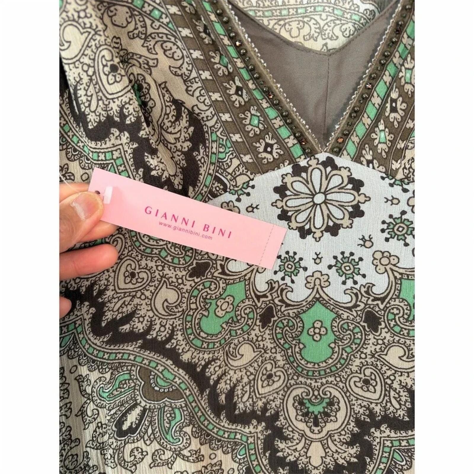 Other Gianni Bini Silk Josephine Dress Size 4 Paisley Beaded Midi Size S / US 4 / IT 40 - 4 Thumbnail