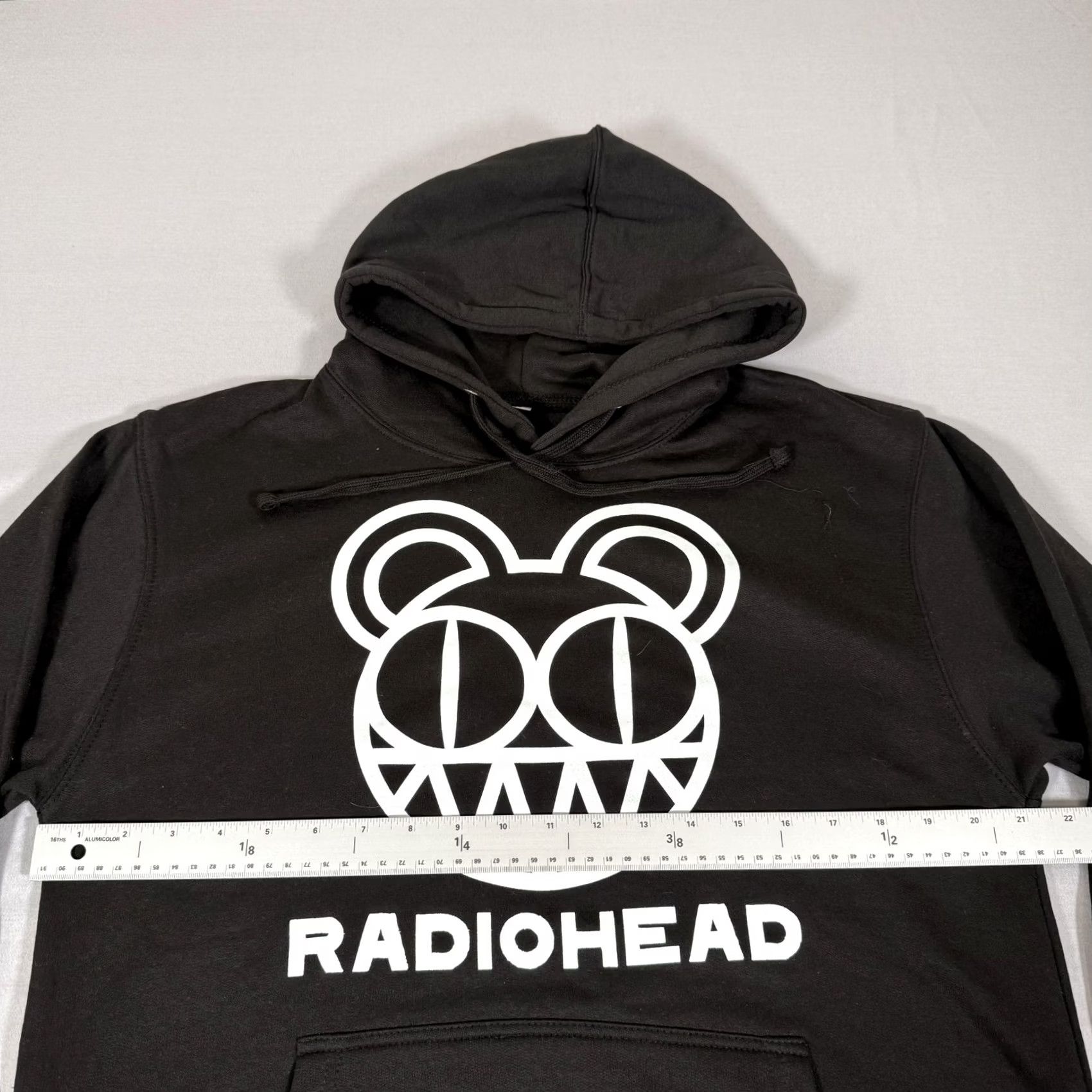 Vintage Radiohead Hoodie Mens M Black Pullover Graphic Print Kangaroo Pocket Lined Band Music Bearhead Fleece Size US M / EU 48-50 / 2 - 4 Thumbnail