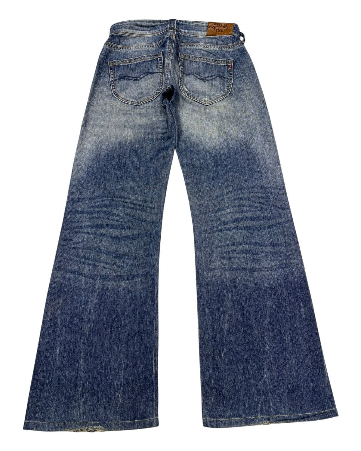 If Six Was Nine Replay R81 Wide Leg Flare Jeans Distressed Denim Size US 30 / EU 46 - 2 Thumbnail