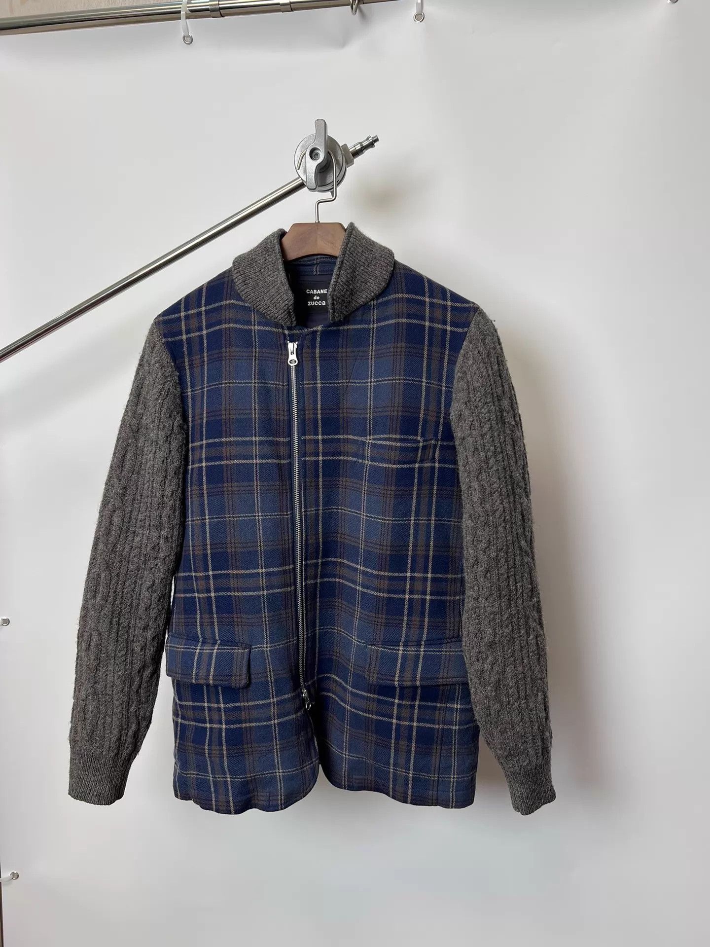 CABANE de ZUCCa Cabane de Zucca Vintage Plaid Paneled Zip Sweater Jacket Size US M / EU 48-50 / 2 - 2 Thumbnail