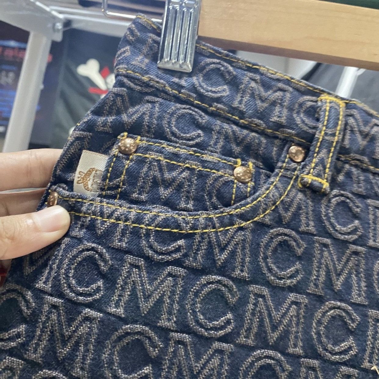 MCM Vintage MCM Monogram All Over Print Denim Pants Black/Grey Size US 26 / EU 42 - 7 Thumbnail