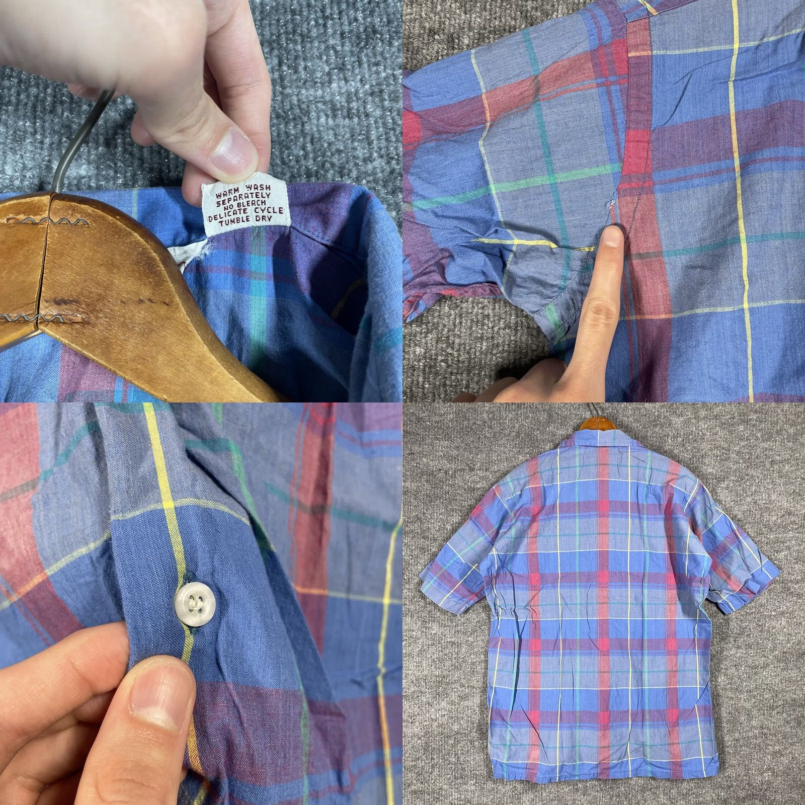 Jos. A. Bank VINTAGE Jos. A Bank Shirt Men Size Medium Loop Collar Plaid 60s 70s India Size US M / EU 48-50 / 2 - 8 Thumbnail