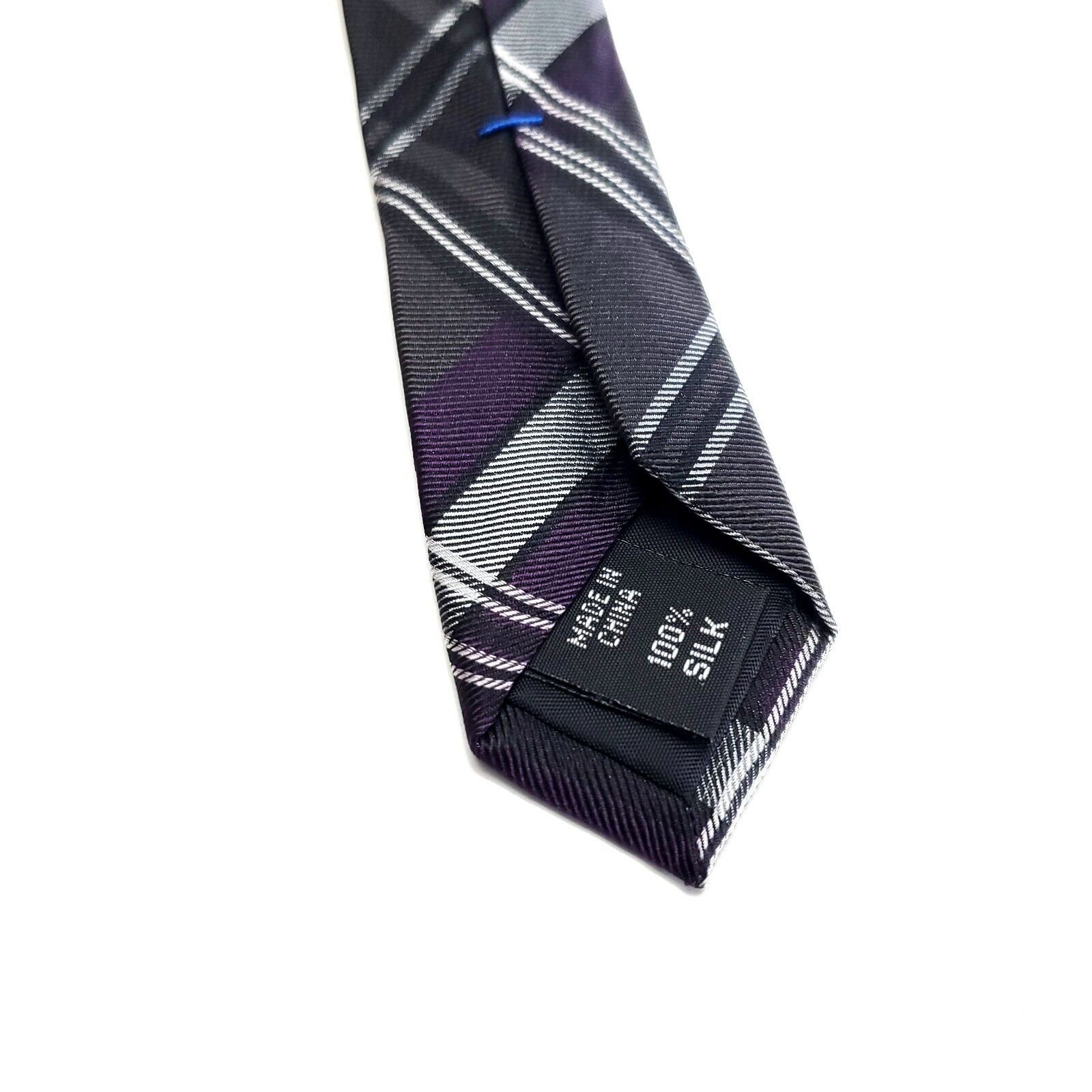 Kenneth Cole Kenneth Cole Reaction Purple Gray Plaid Woven Skinny Silk Ti Size ONE SIZE - 4 Thumbnail