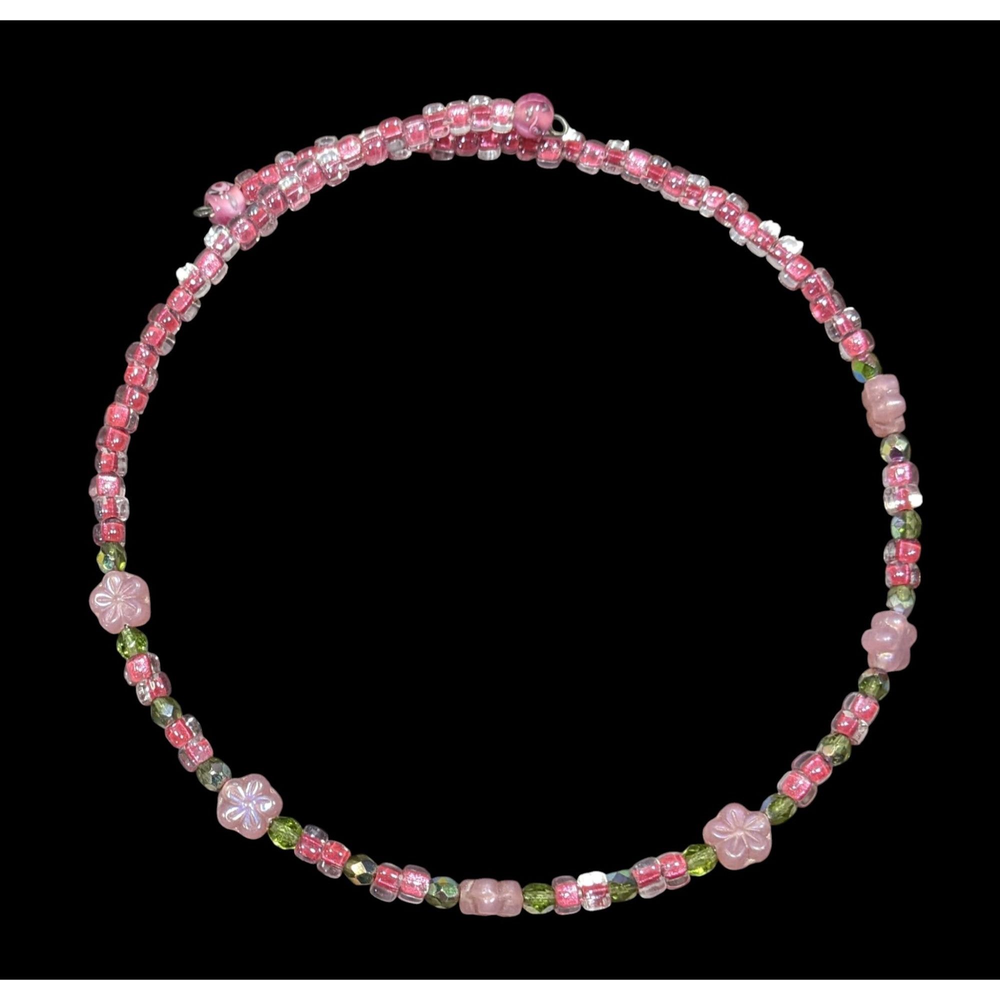 Other Fairycore Coquette Pink And Green Floral Handmade Glass Coil Size ONE SIZE - 1 Thumbnail