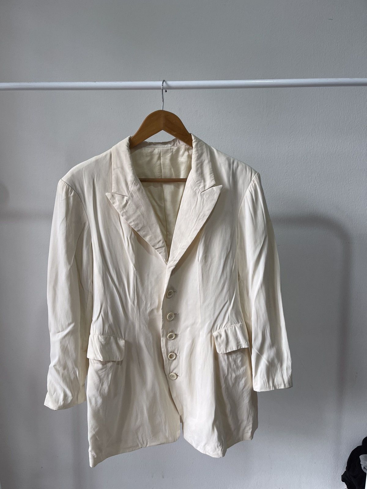 Y's × Yohji Yamamoto 80s Yohji Yamamoto Y’S white Cream Blazer Size M / US 6-8 / IT 42-44 - 3 Thumbnail