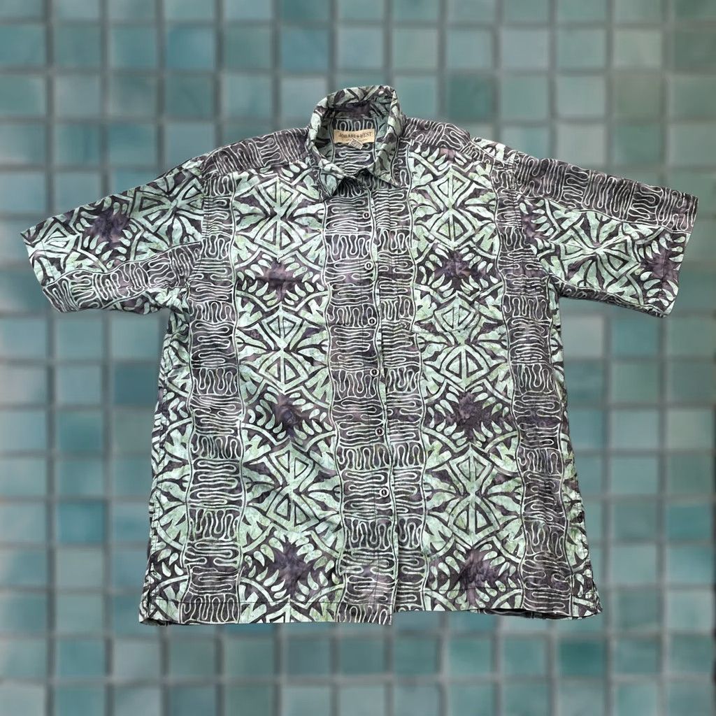Vintage Johari West Shirt Green XL Mens Hawaiian Short Sleeve Button Up Size US XL / EU 56 / 4 - 1 Thumbnail