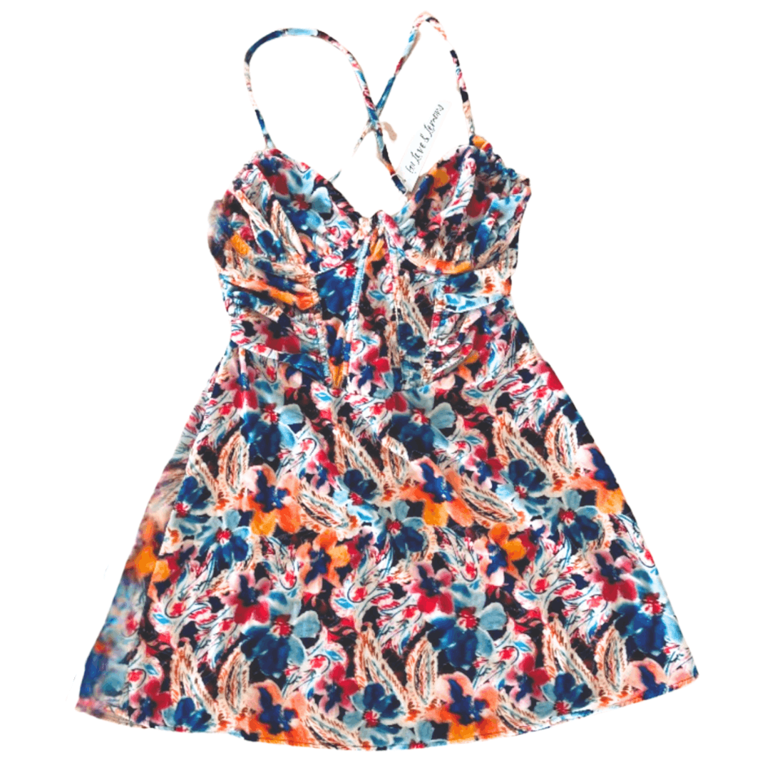 For Love & Lemons For Love & Lemons Brooklyn XS Multicolor Floral Velvet Mini Size XS / US 0-2 / IT 36-38 - 1 Thumbnail