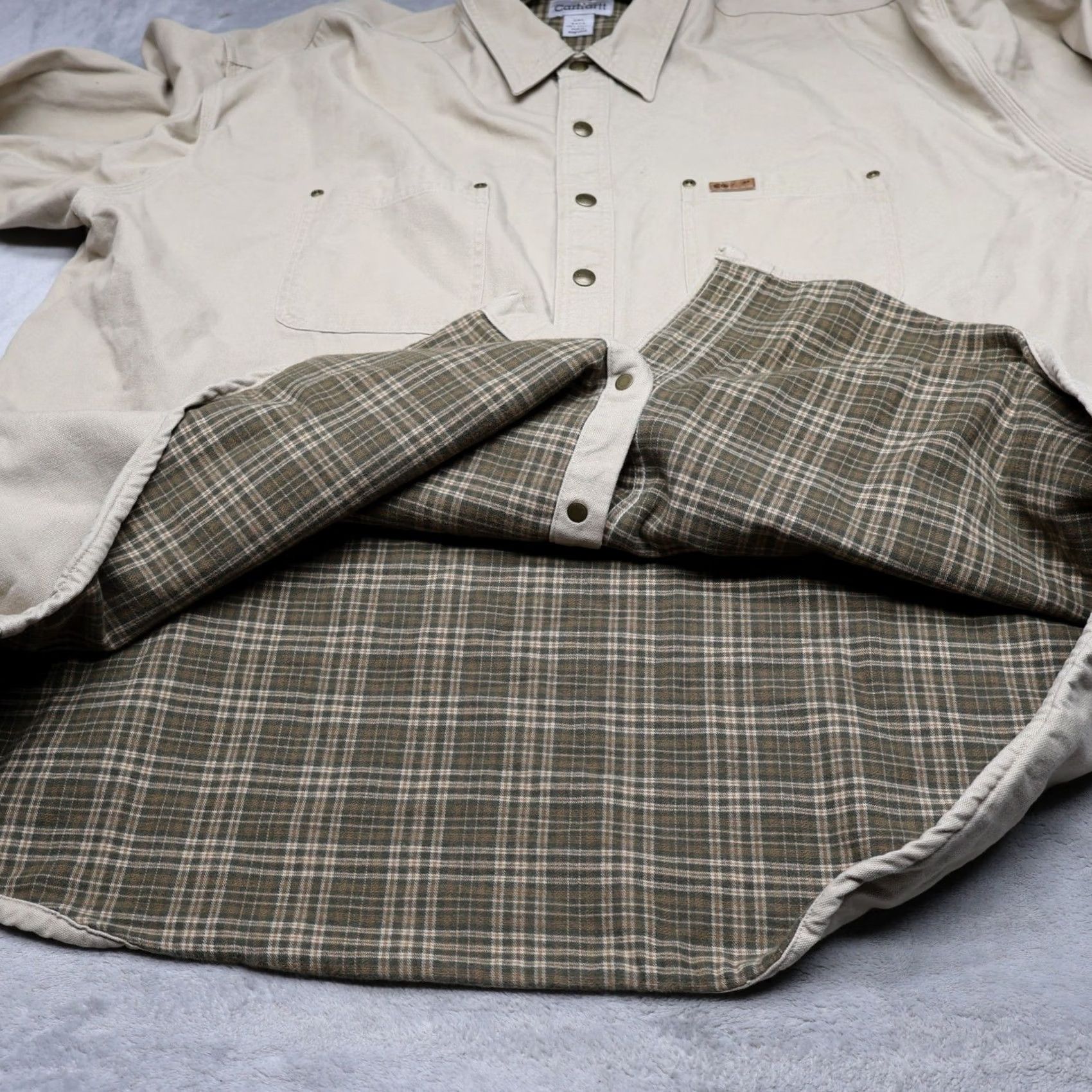 Carhartt Carhartt Shirt Jacket Mens 3XL Tall White Canvas Flannel Lined Rugged Workwear Size US XXL / EU 58 / 5 - 5 Thumbnail