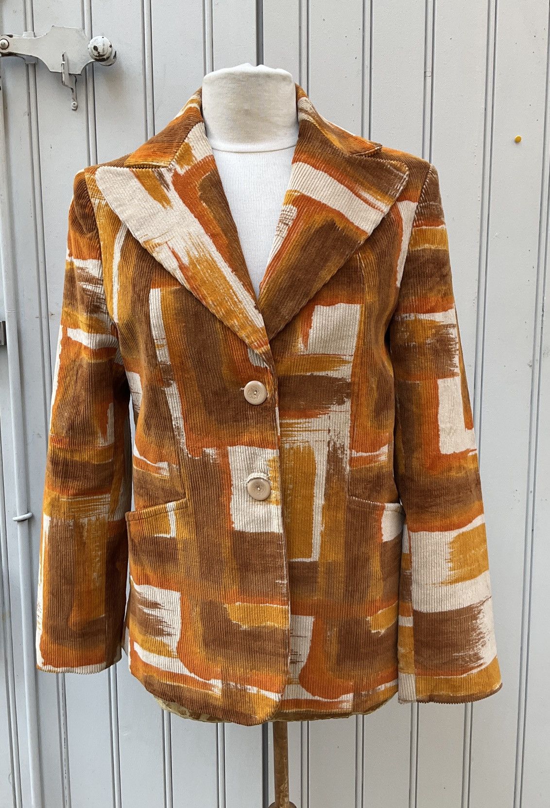 Vintage Vintage printed corduroy jacket Size S / US 4 / IT 40 - 1 Thumbnail