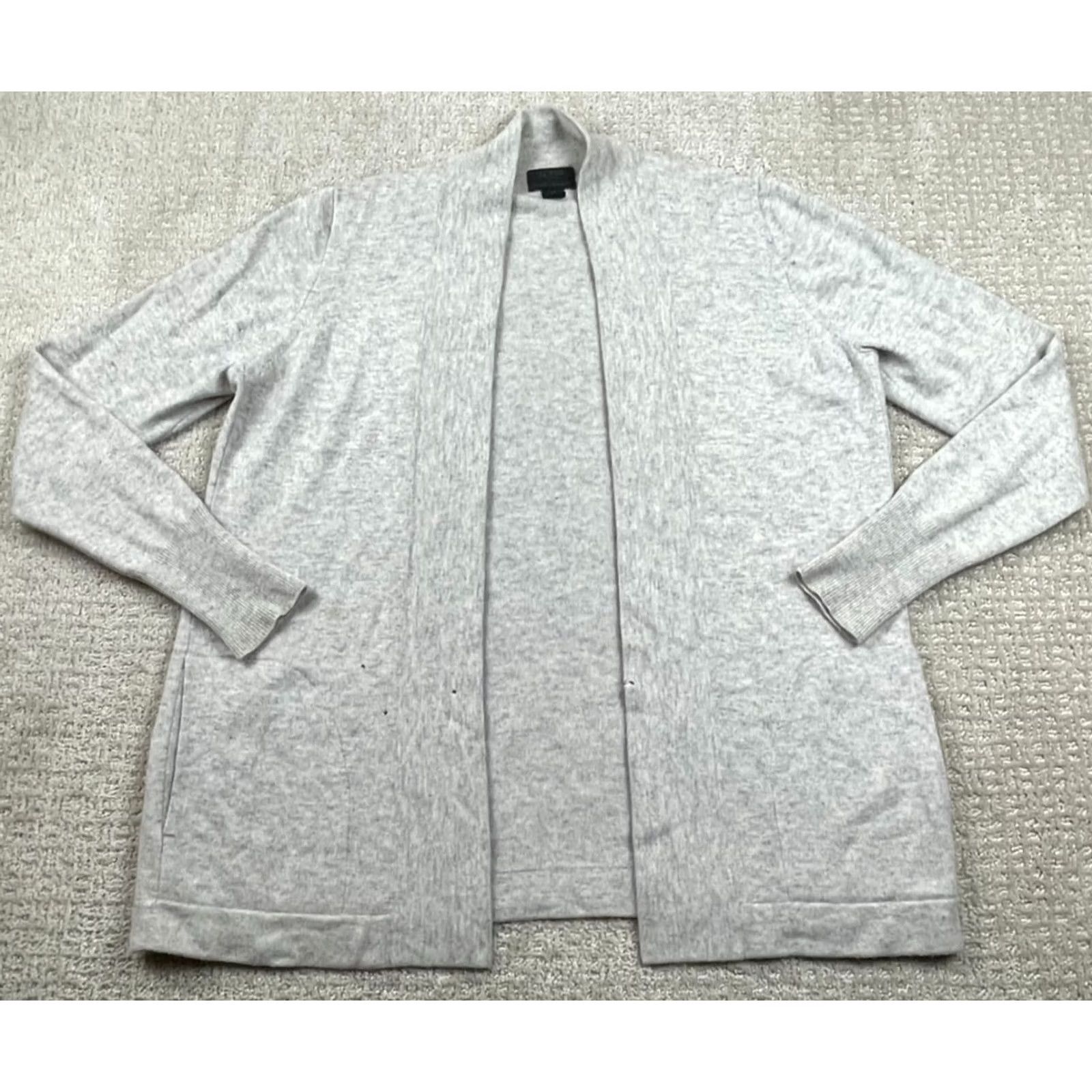 J.Crew J.CREW Cardigan Womens M Gray Open Front Cashmere Long Sleeve Sweater Solid Size M / US 6-8 / IT 42-44 - 2 Thumbnail