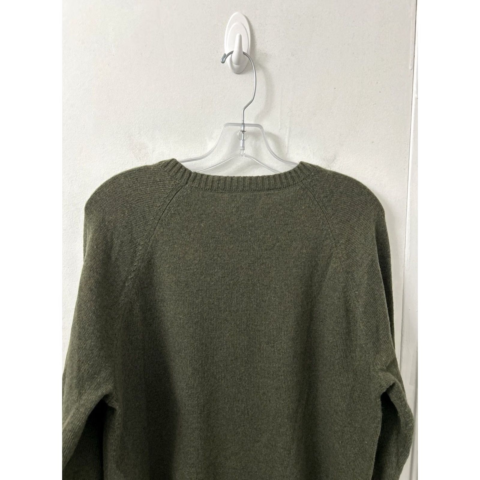 J.Crew J.CREW Sweater Mens Medium Olive Green Raglan Crewneck Pullover Lambswool Nylon Knit Casual Fall Winter Size US M / EU 48-50 / 2 - 7 Thumbnail