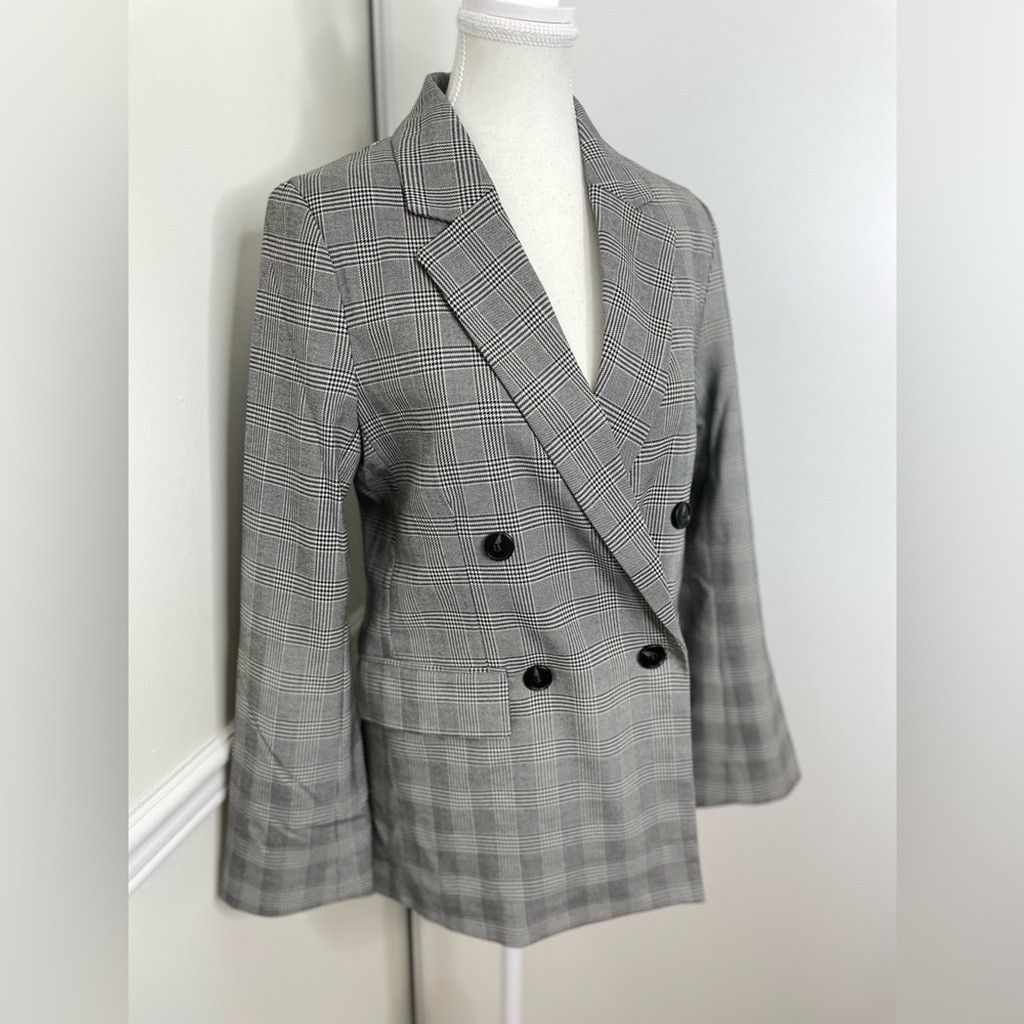 H&M NWT H&M Checkered Double-Breasted Blazer XS Size XS / US 0-2 / IT 36-38 - 3 Thumbnail