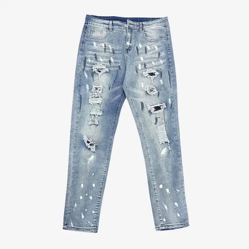 Japanese Brand × Vintage Ripped Skinny Jeans Y2k Hip Hop Patchwork Fashion Size US 31 - 1 Thumbnail
