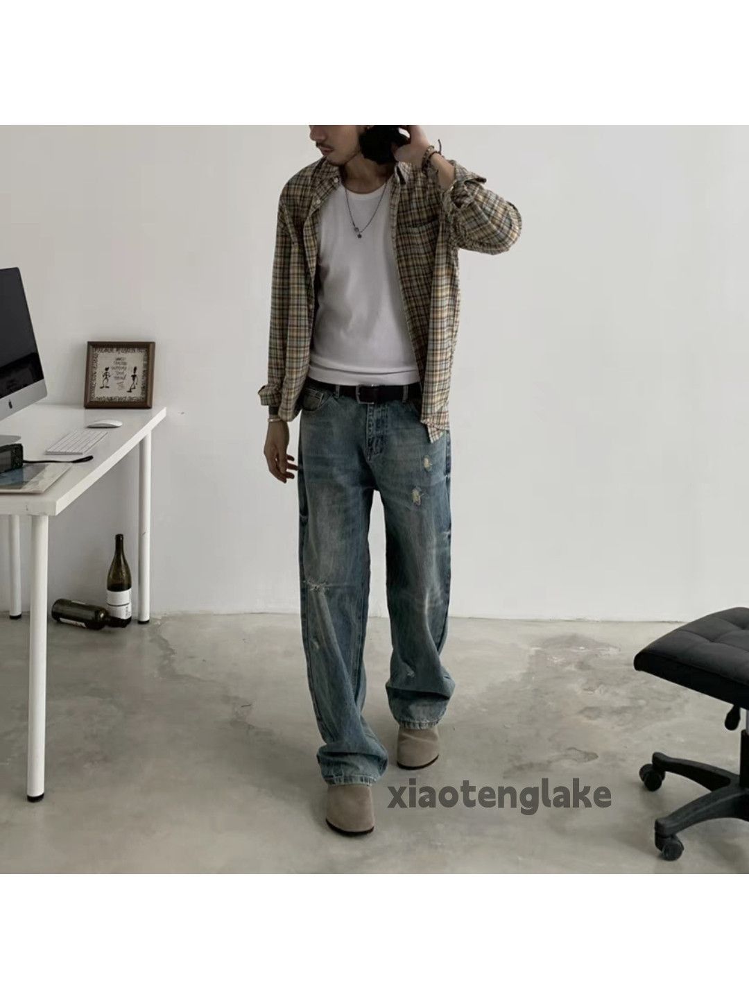 Jean × Vintage washed faded cleanfit yuppie y2k damaged ripped jeans Size US 36 / EU 52 - 4 Thumbnail