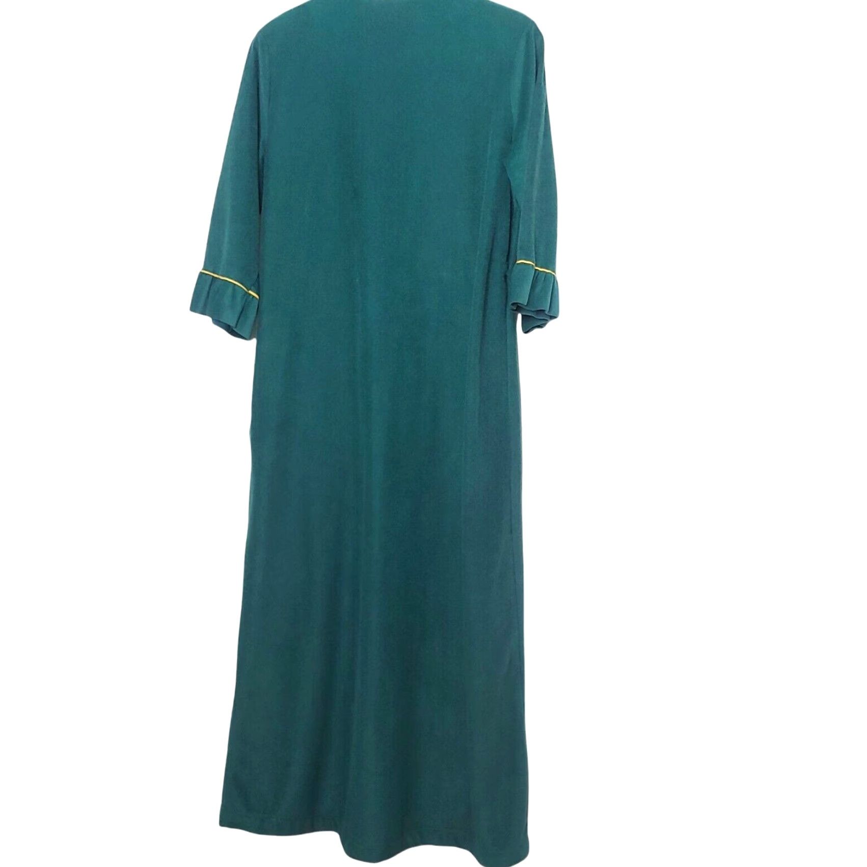 Velour VINTAGE Robe Women M 14-16 Long Green Velour Embroidered Flowers Bohemian 80s Grannycore Belted Long Robe Womens Size ONE SIZE - 5 Thumbnail