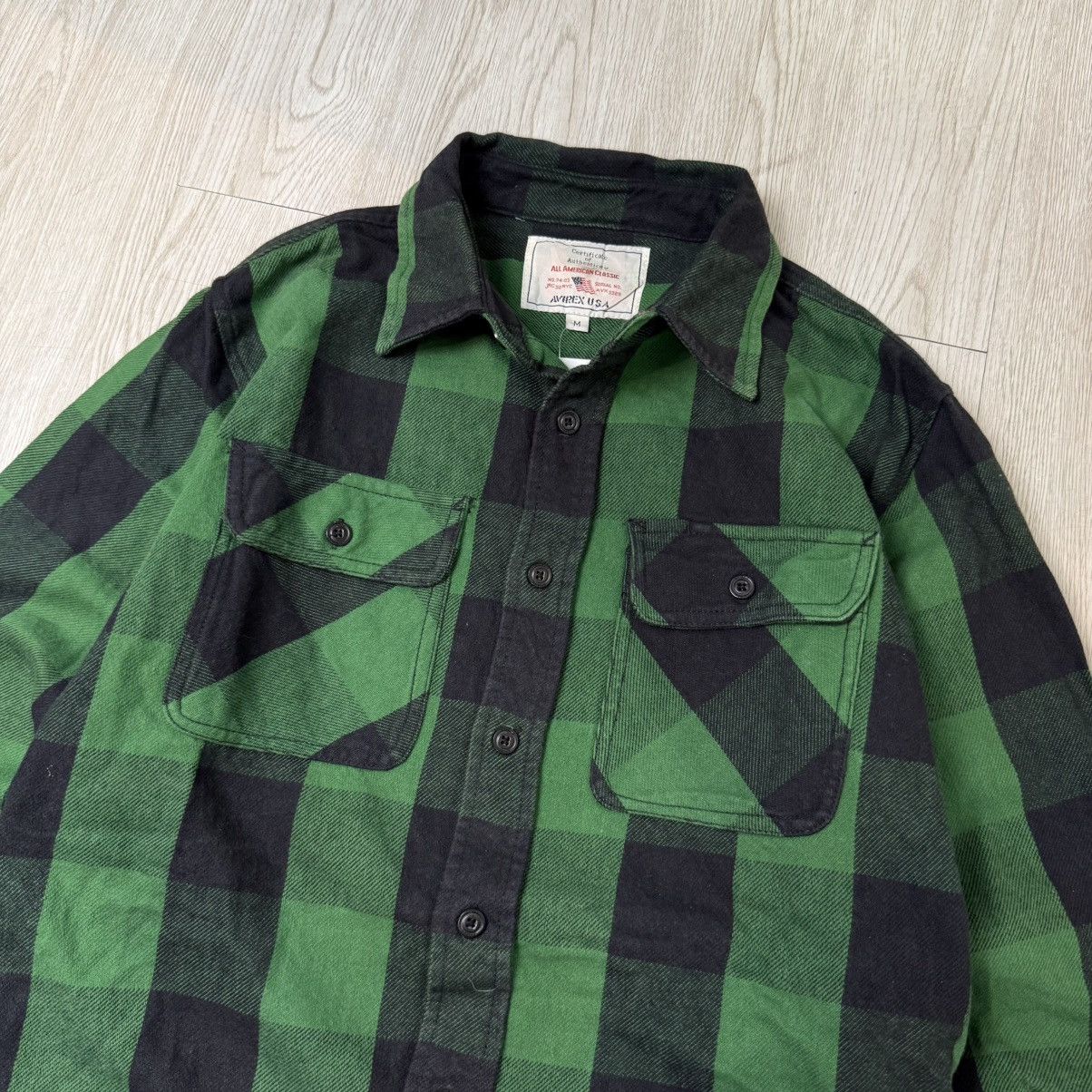 Avirex Avirex heavy flannel two pocket plaid green black button Size US M / EU 48-50 / 2 - 2 Thumbnail