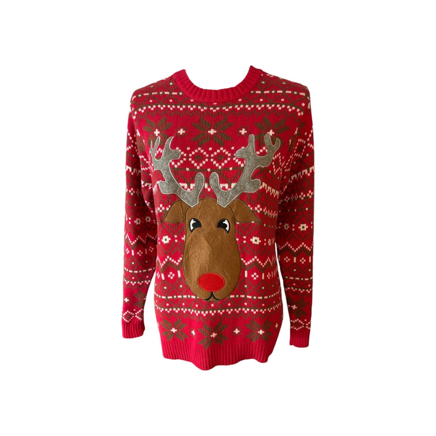 Other Ugly Holiday Christmas Sweater Women M Reindeer Red Cotton Size M / US 6-8 / IT 42-44 - 1 Thumbnail