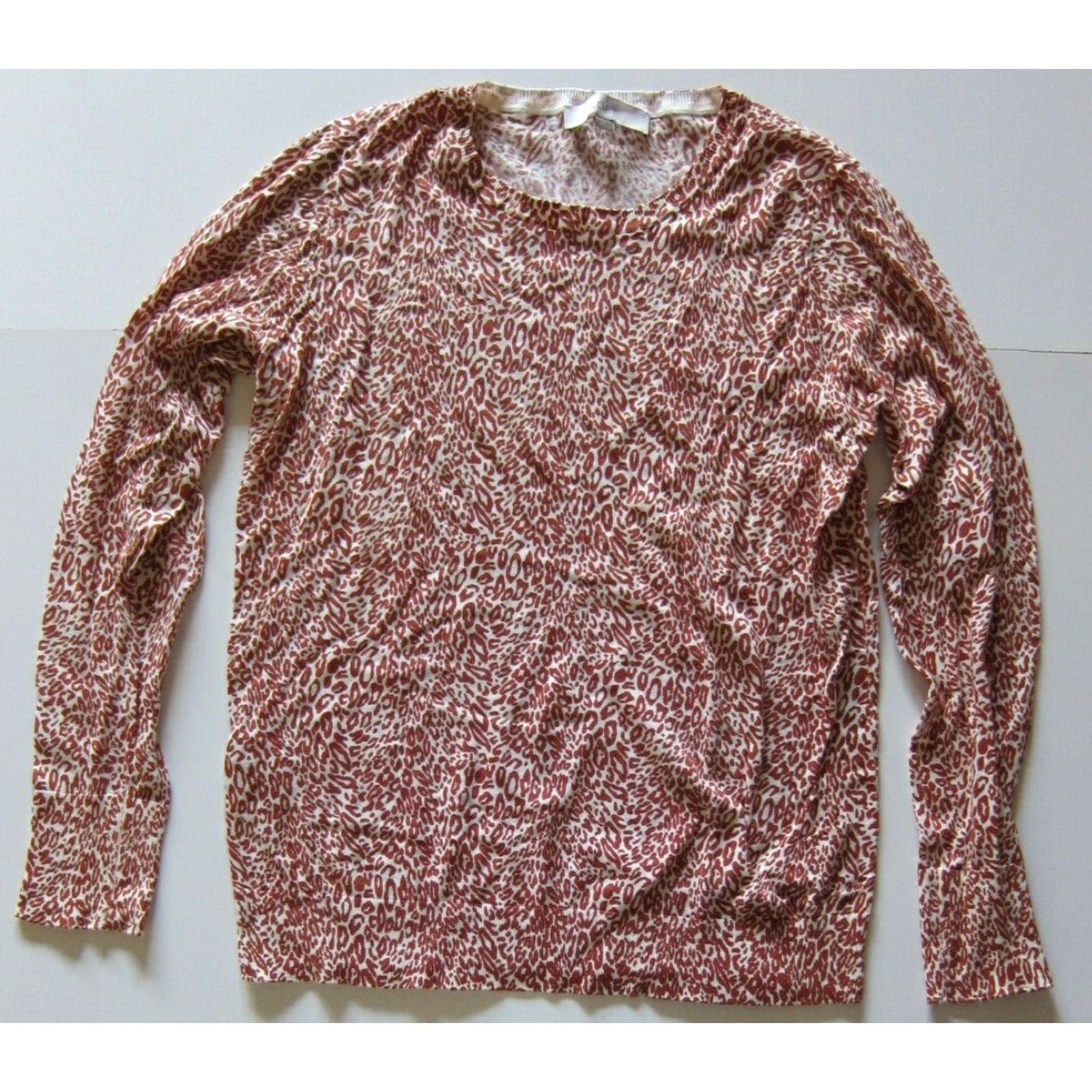 Ann Taylor VINTAGE Ann Taylor Loft Cotton Brown Leopard Lightweight Long Sleeve Pullover Sweater M Size M / US 6-8 / IT 42-44 - 2 Thumbnail