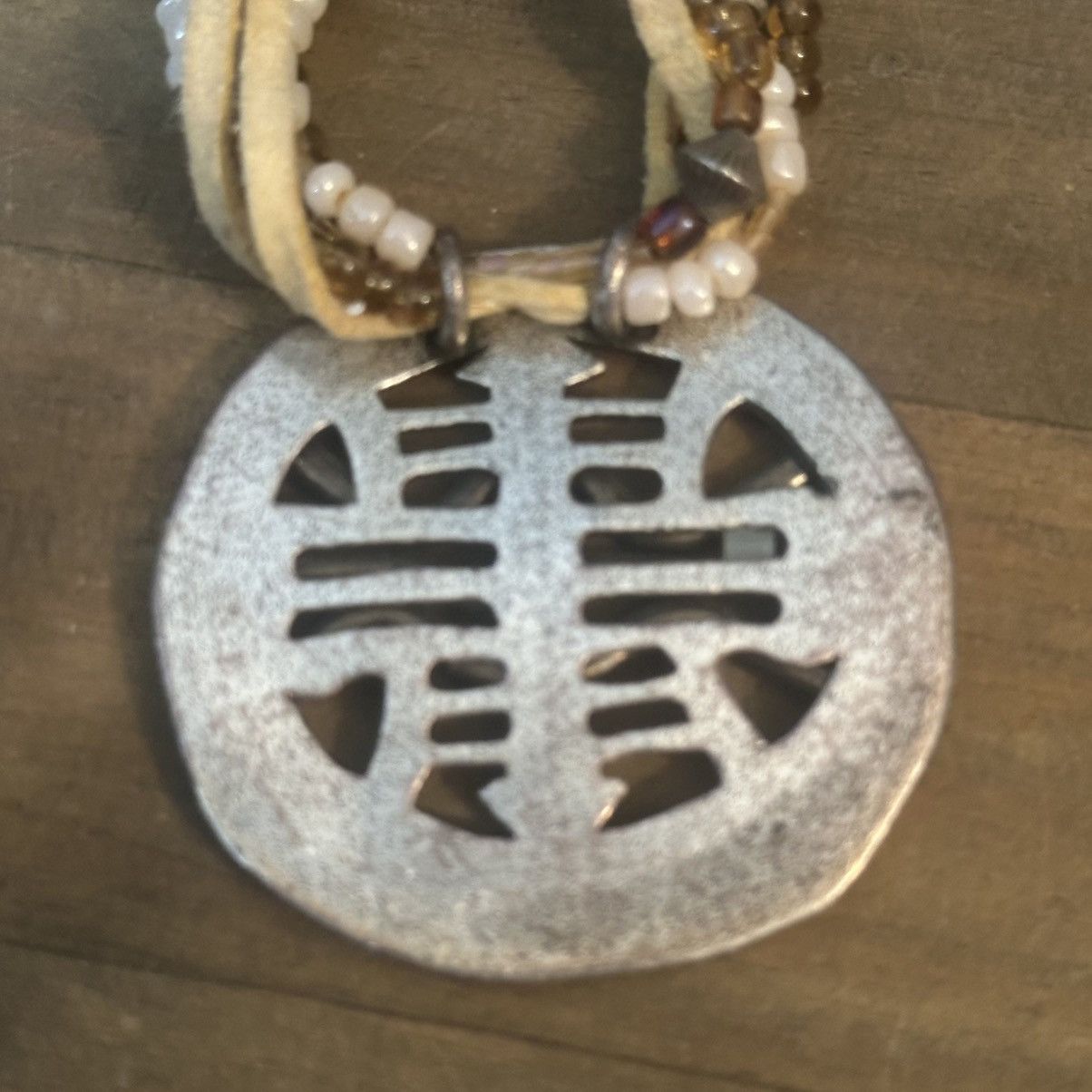 Other Multi strand leather and bead artisan disc pendant necklace Size ONE SIZE - 5 Thumbnail