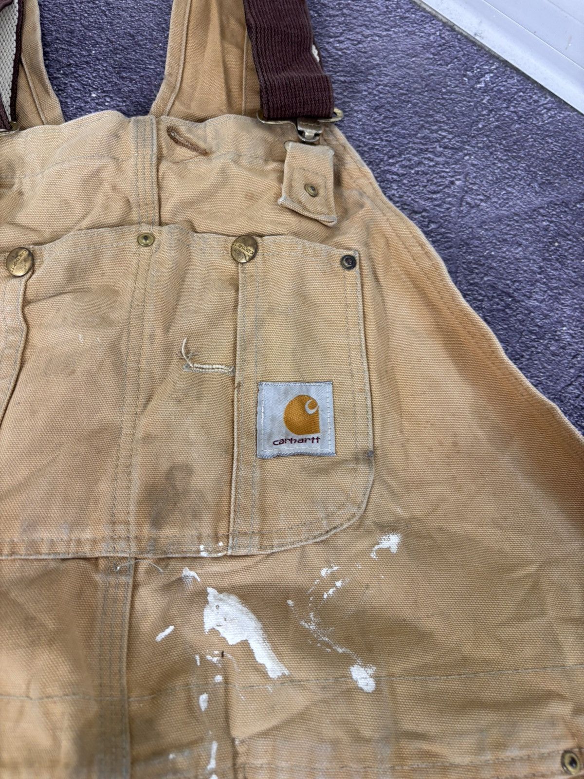 Carhartt Vintage Carhartt Bib Overalls Double Knee Brown Duck Canvas Size US 44 / EU 60 - 13 Thumbnail