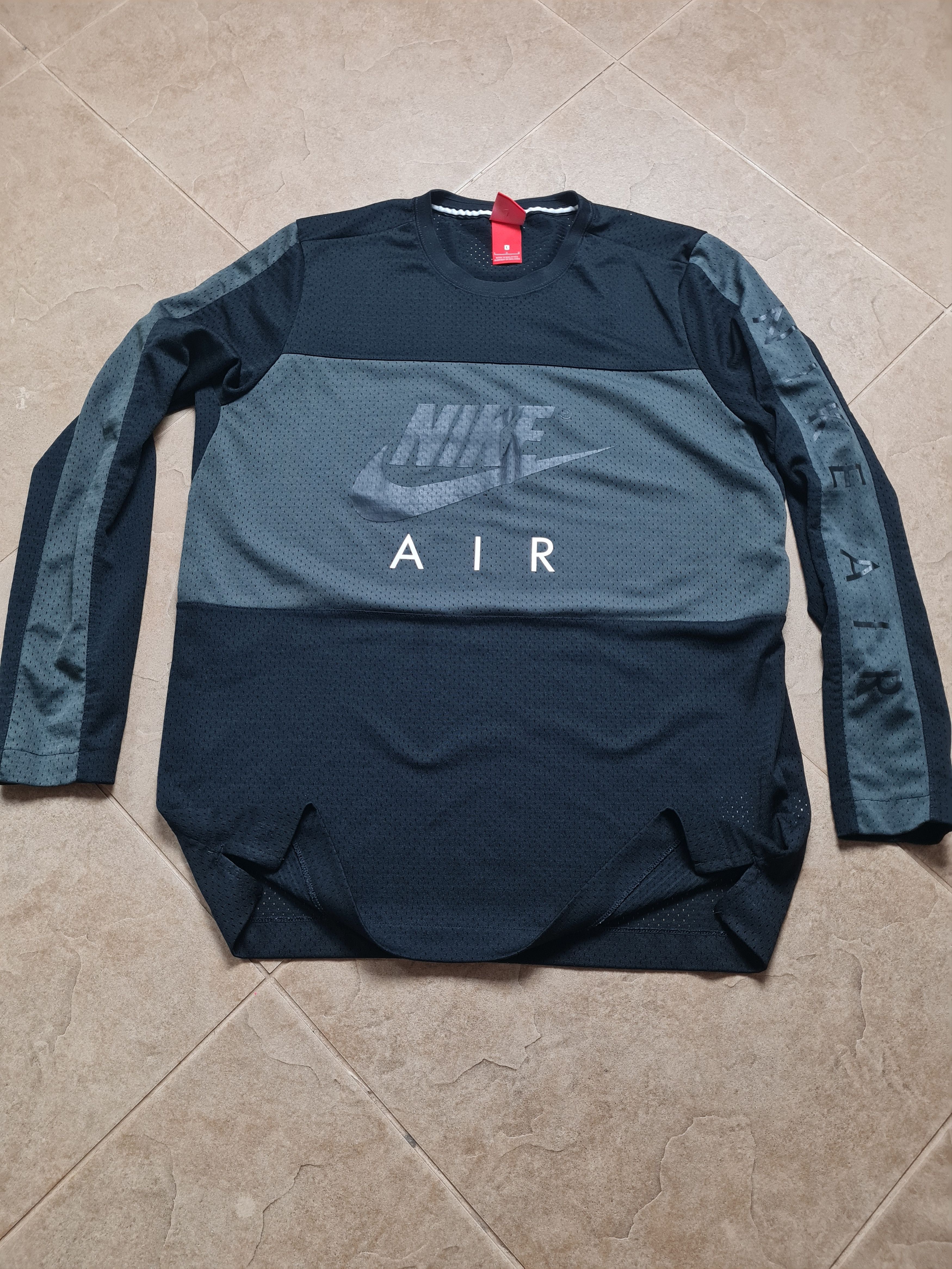 Nike Nike Air Long Sleeve Crew Mesh Shirt Max Black Grey T-shirt Size US L / EU 52-54 / 3 - 16 Thumbnail